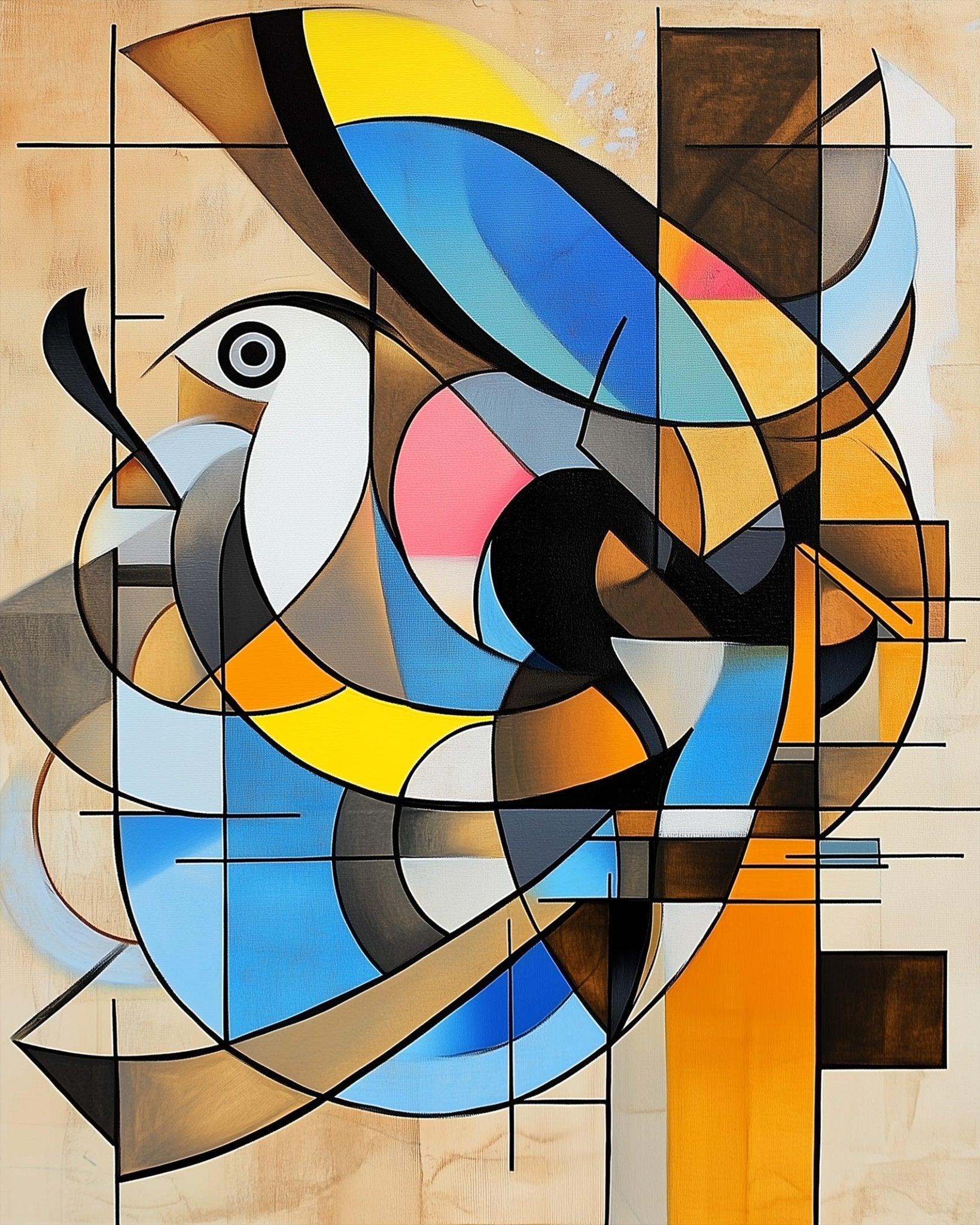 Abstract Bird Illustration - Cubism - BestPaintByNumbers - Paint by Numbers Custom Kit
