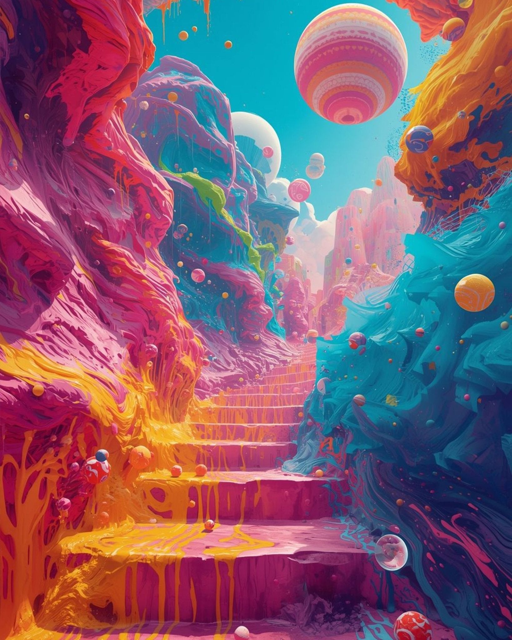 Abstract Cosmic Stairs - Surrealism - BestPaintByNumbers - Paint by Numbers Custom Kit