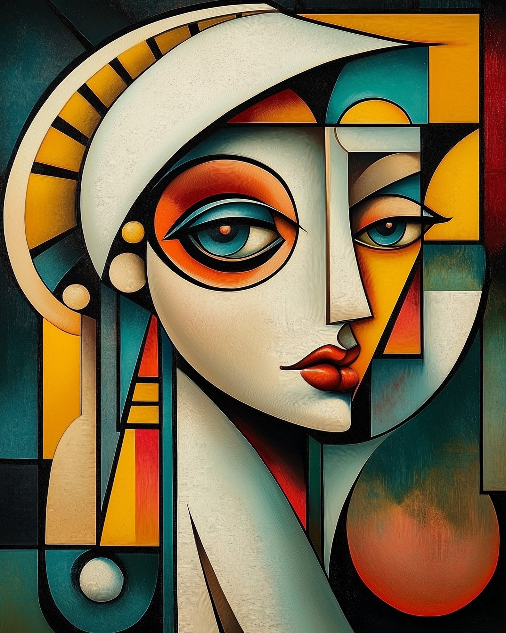 Abstract Cubist Portrait - Cubism - BestPaintByNumbers - Paint by Numbers Custom Kit