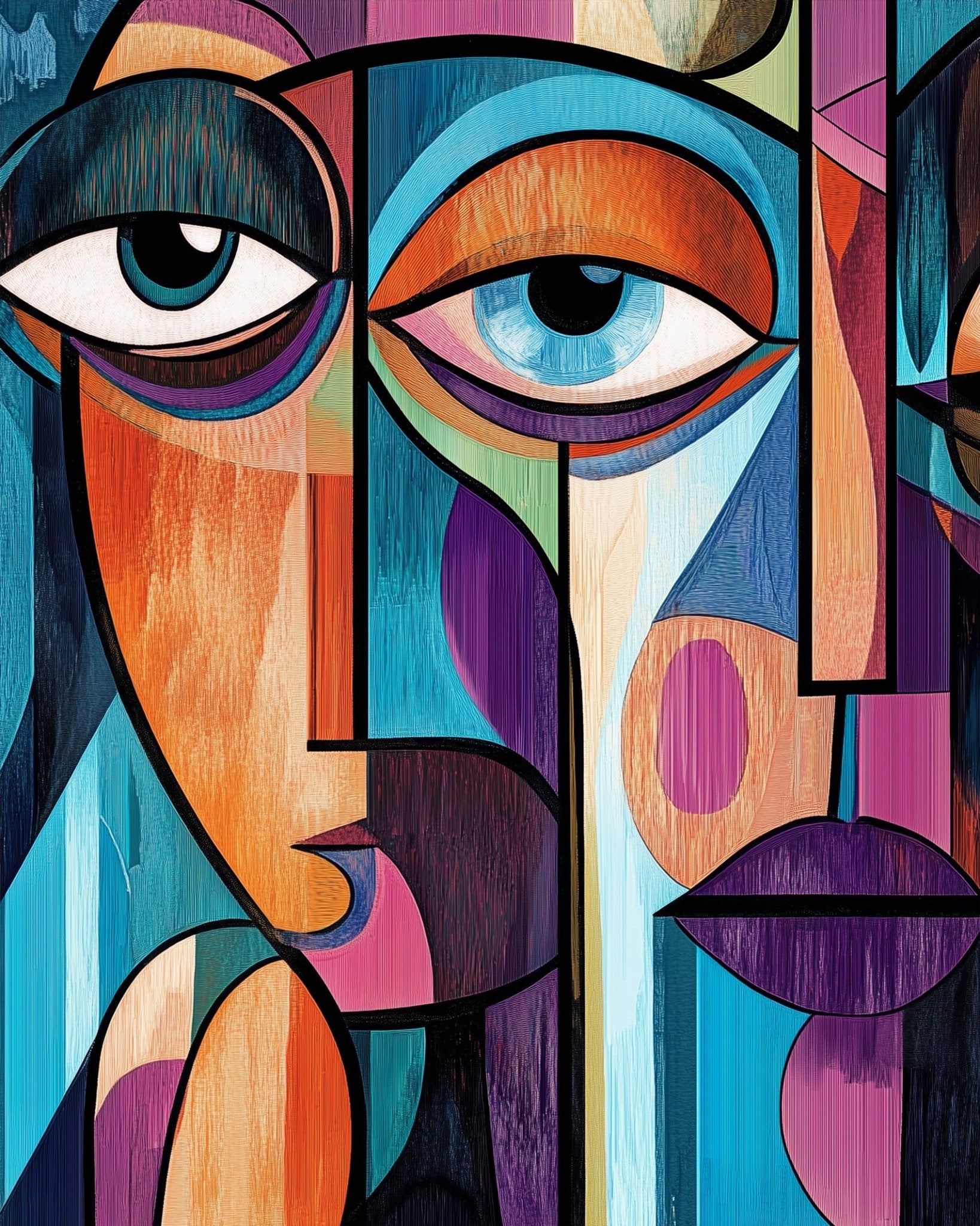 Abstract Faces in Color - Cubism - BestPaintByNumbers - Paint by Numbers Custom Kit