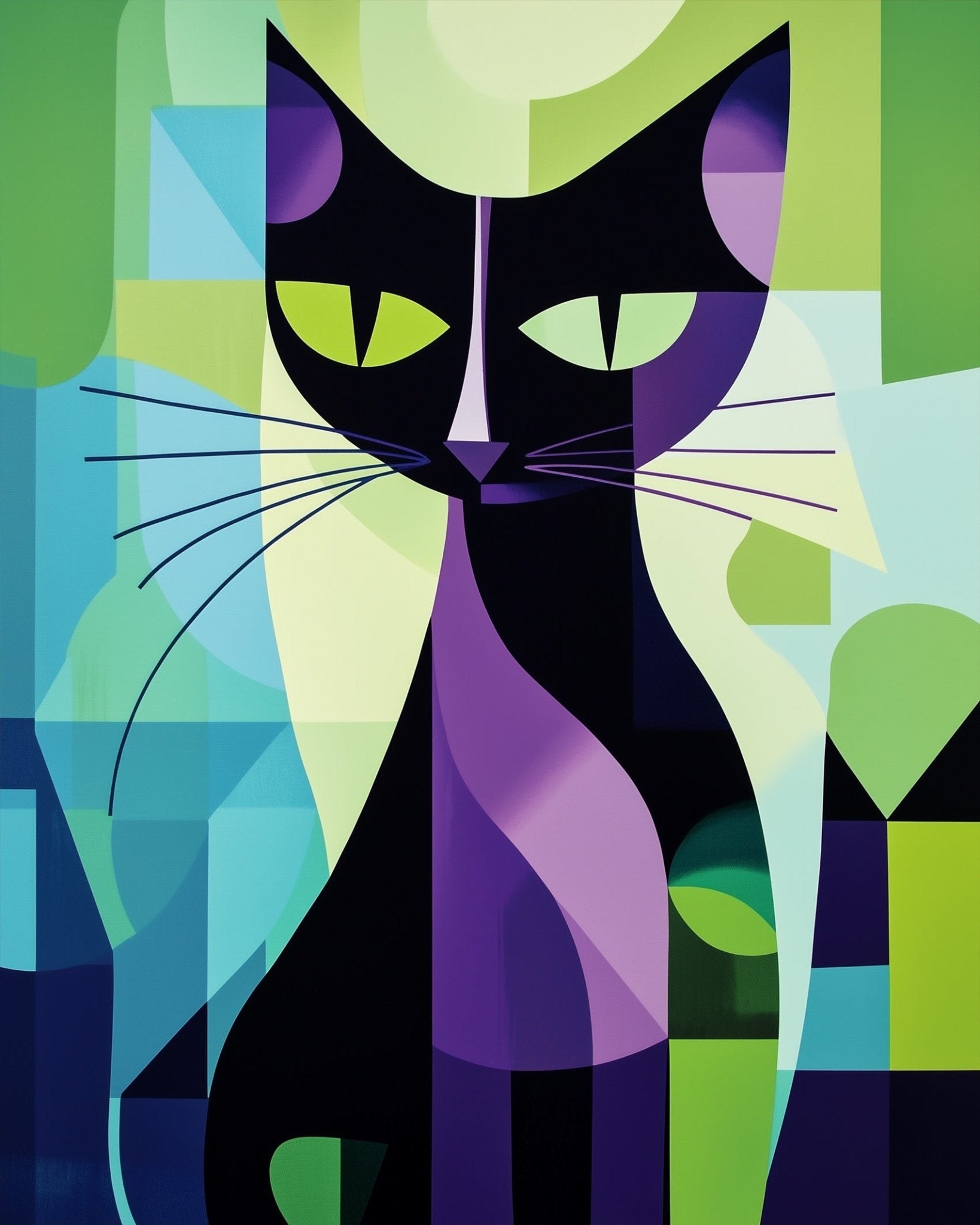 Abstract Feline Portrait - Cubism - BestPaintByNumbers - Paint by Numbers Custom Kit