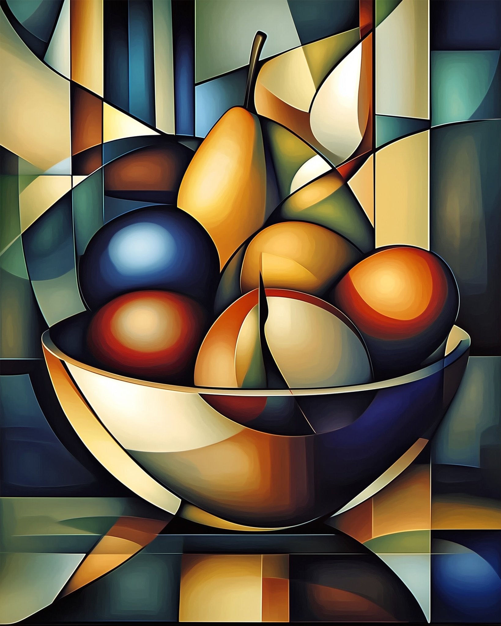Abstract Fruit Bowl - Still Life - BestPaintByNumbers - Paint by Numbers Custom Kit