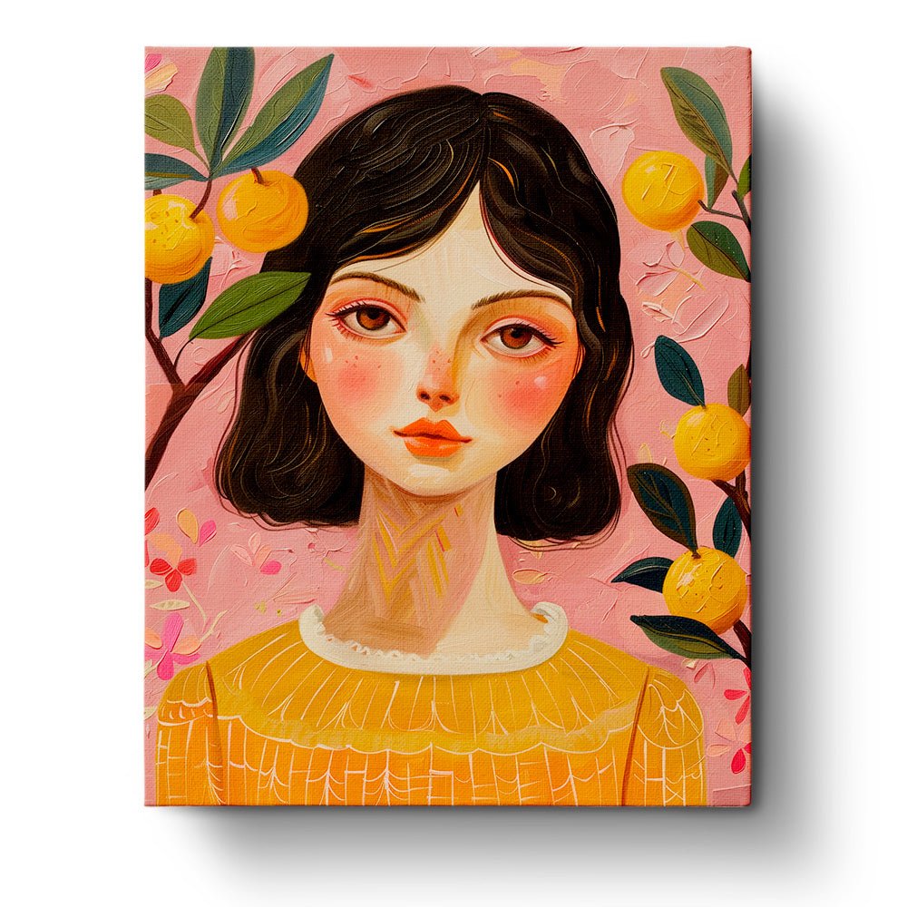 Abstract Girl with Orange-Tree - BestPaintByNumbers - Paint by Numbers Custom Kit