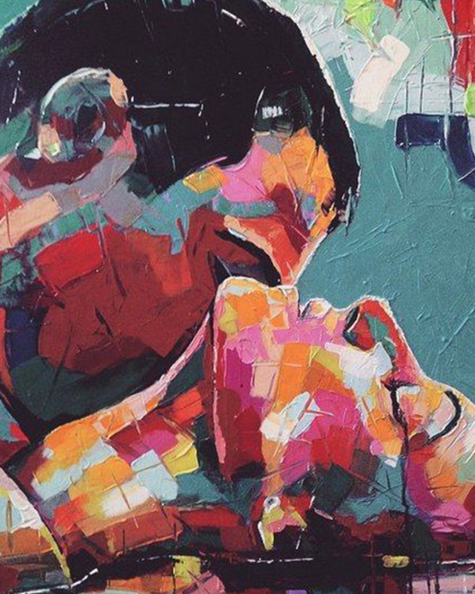 Abstract Lovers Embrace - Romance - BestPaintByNumbers - Paint by Numbers Custom Kit