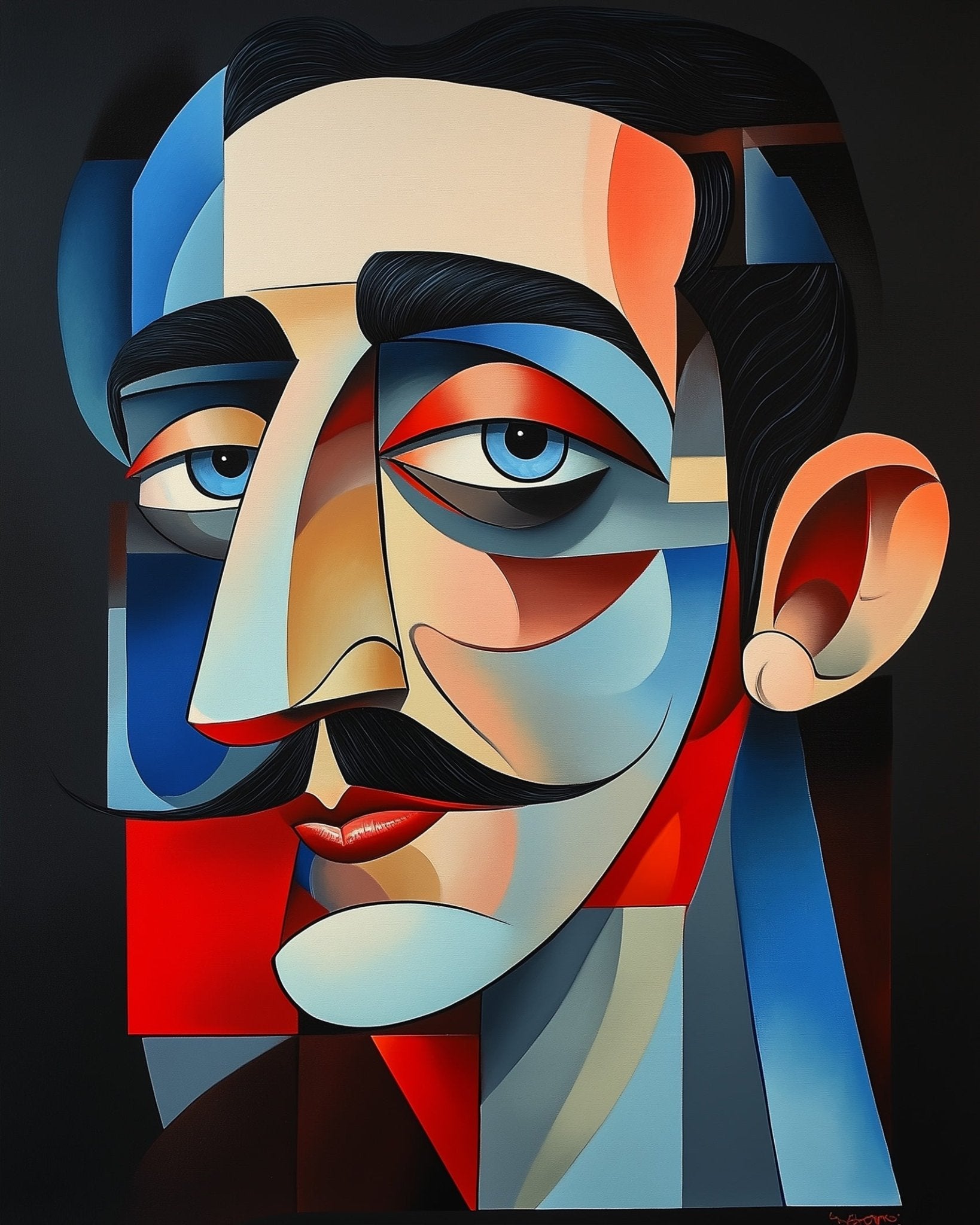 Abstract Portrait in Cubist Style - Cubism - BestPaintByNumbers - Paint by Numbers Custom Kit