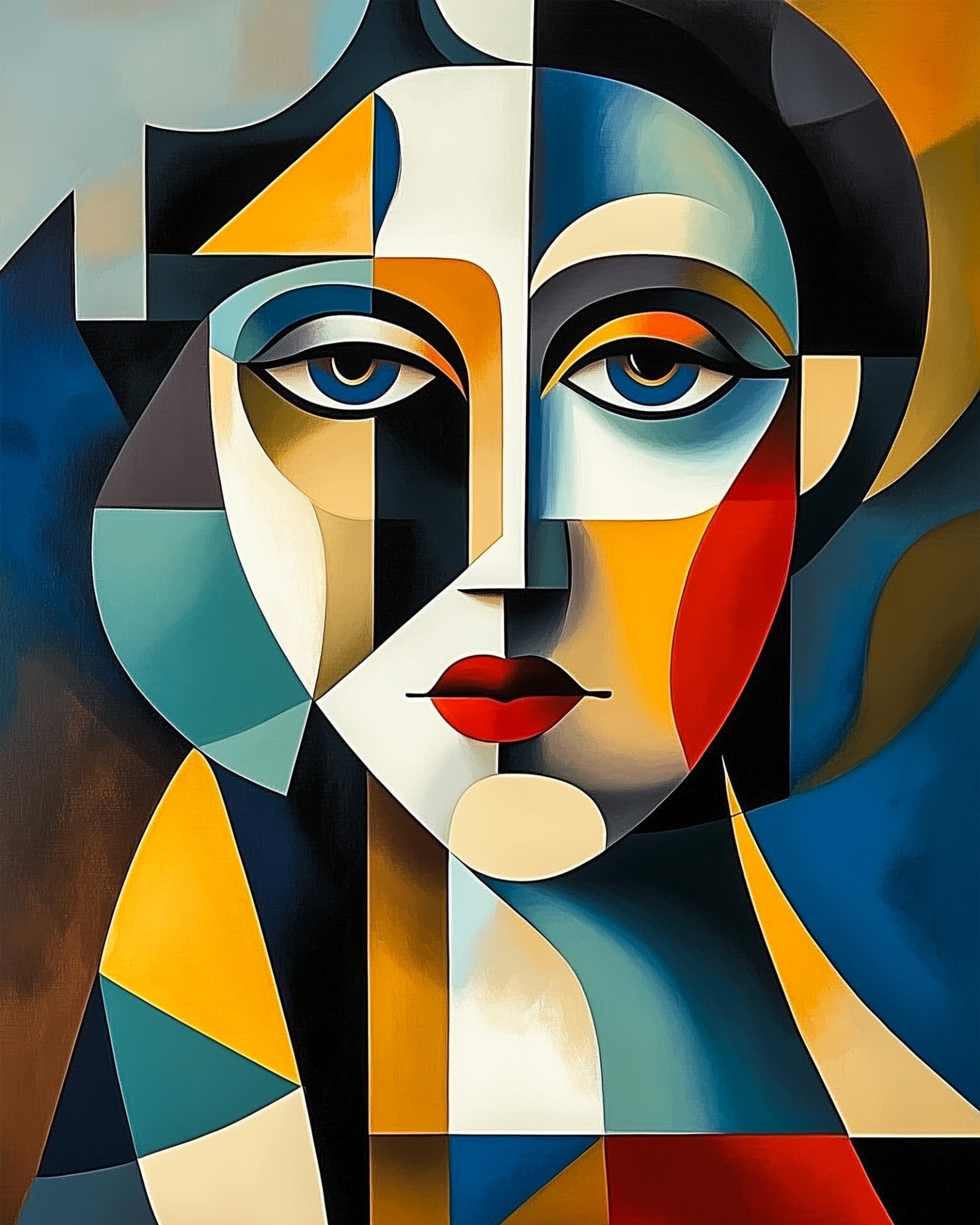 Abstract Portrait of Woman - Cubism - BestPaintByNumbers - Paint by Numbers Custom Kit