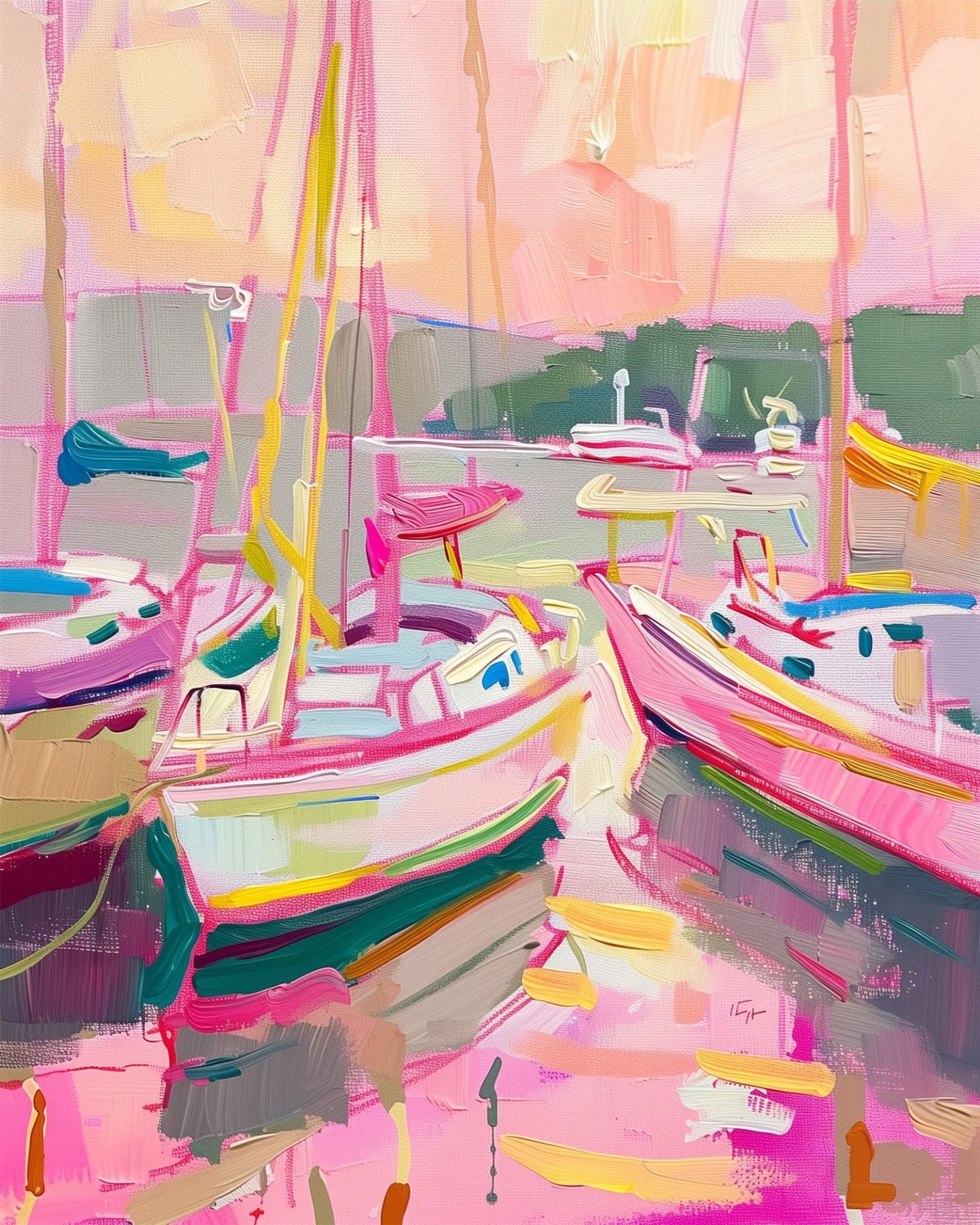 Fixed paint by number kit, 24 colors, 16x20in. Abstract sailboats with vibrant tones. Perfect for mindful painting.