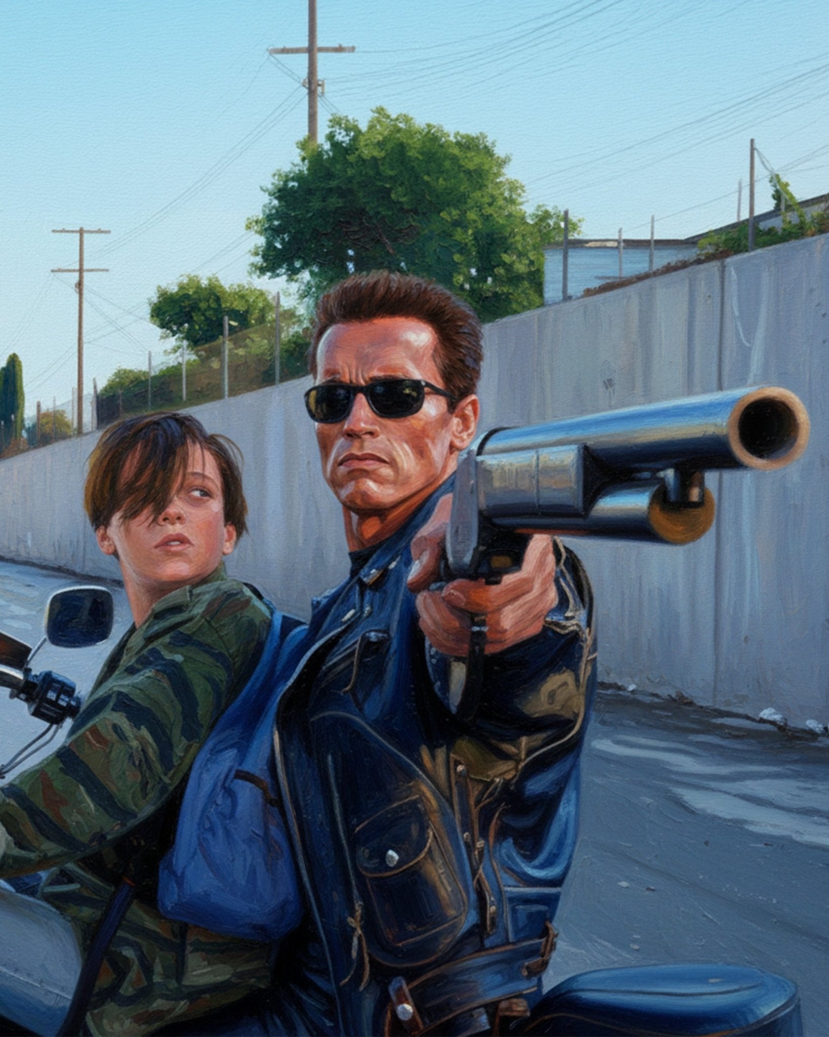 Action Duo on Motorbike - Movies - BestPaintByNumbers - Paint by Numbers Custom Kit