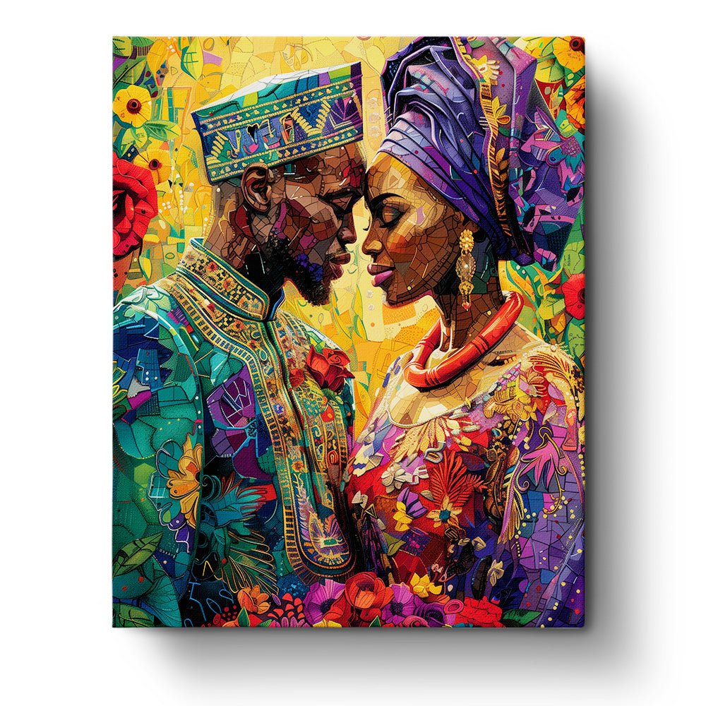 Fixed paint by numbers, 24 colors, 12x16in. Celebrate African culture with bold patterns and vibrant hues.