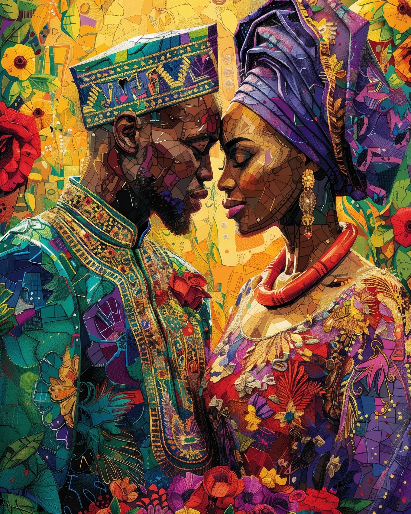 Fixed kit, 24 colors, 16x20in. Intricate African wedding details in rich colors. Perfect for relaxation.