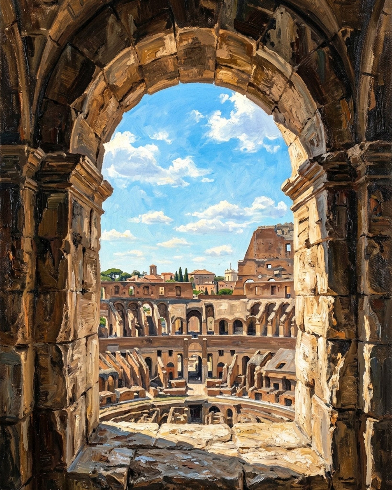 Ancient Colosseum View - Landscape - BestPaintByNumbers - Paint by Numbers Custom Kit