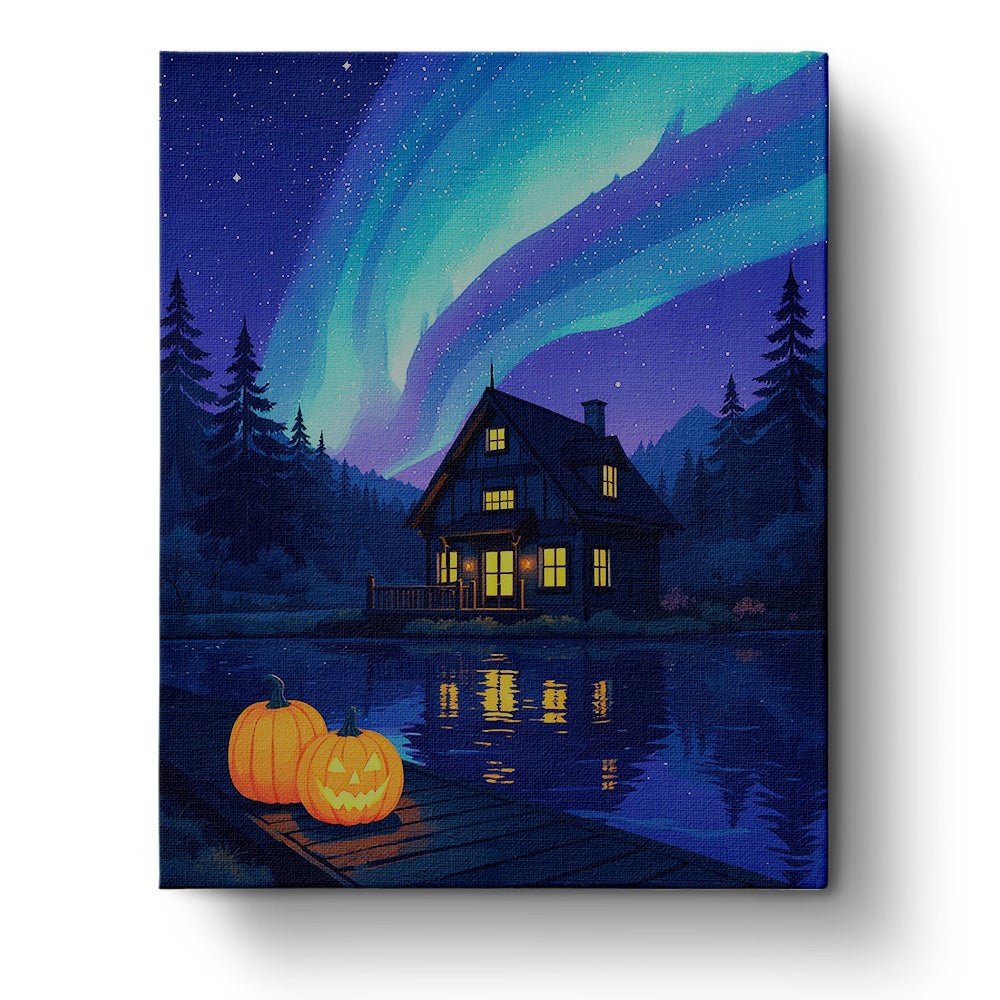 Aurora Cottage Scene - Halloween - BestPaintByNumbers - Paint by Numbers Custom Kit