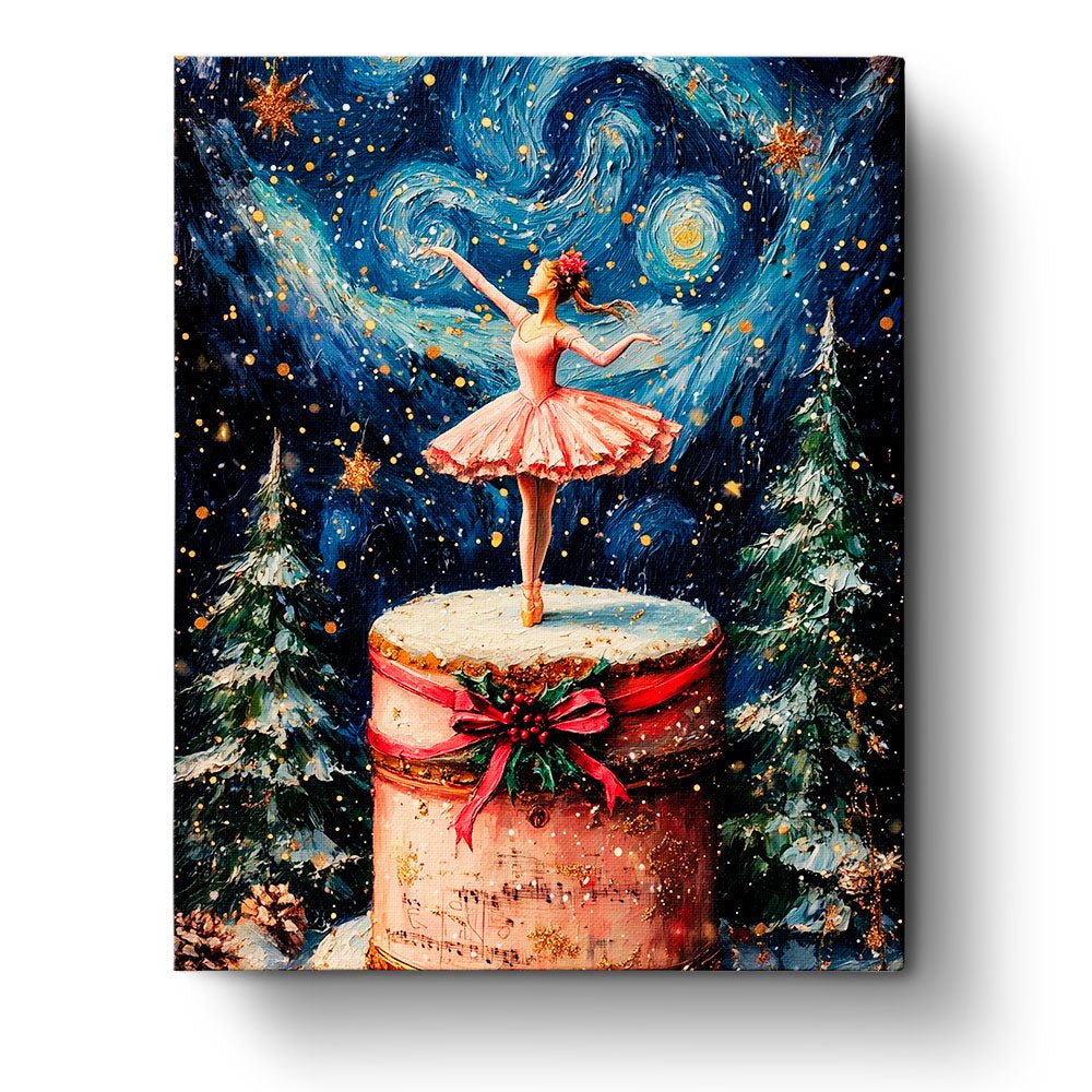 Ballerina on Music Box - Christmas - BestPaintByNumbers - Paint by Numbers Custom Kit