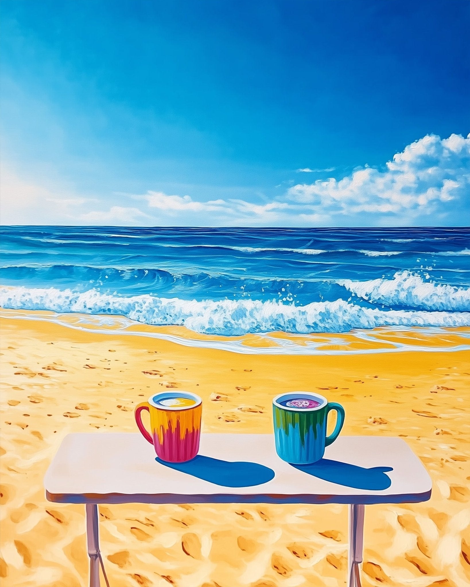 Beachfront Coffee Bliss - Summer - BestPaintByNumbers - Paint by Numbers Custom Kit