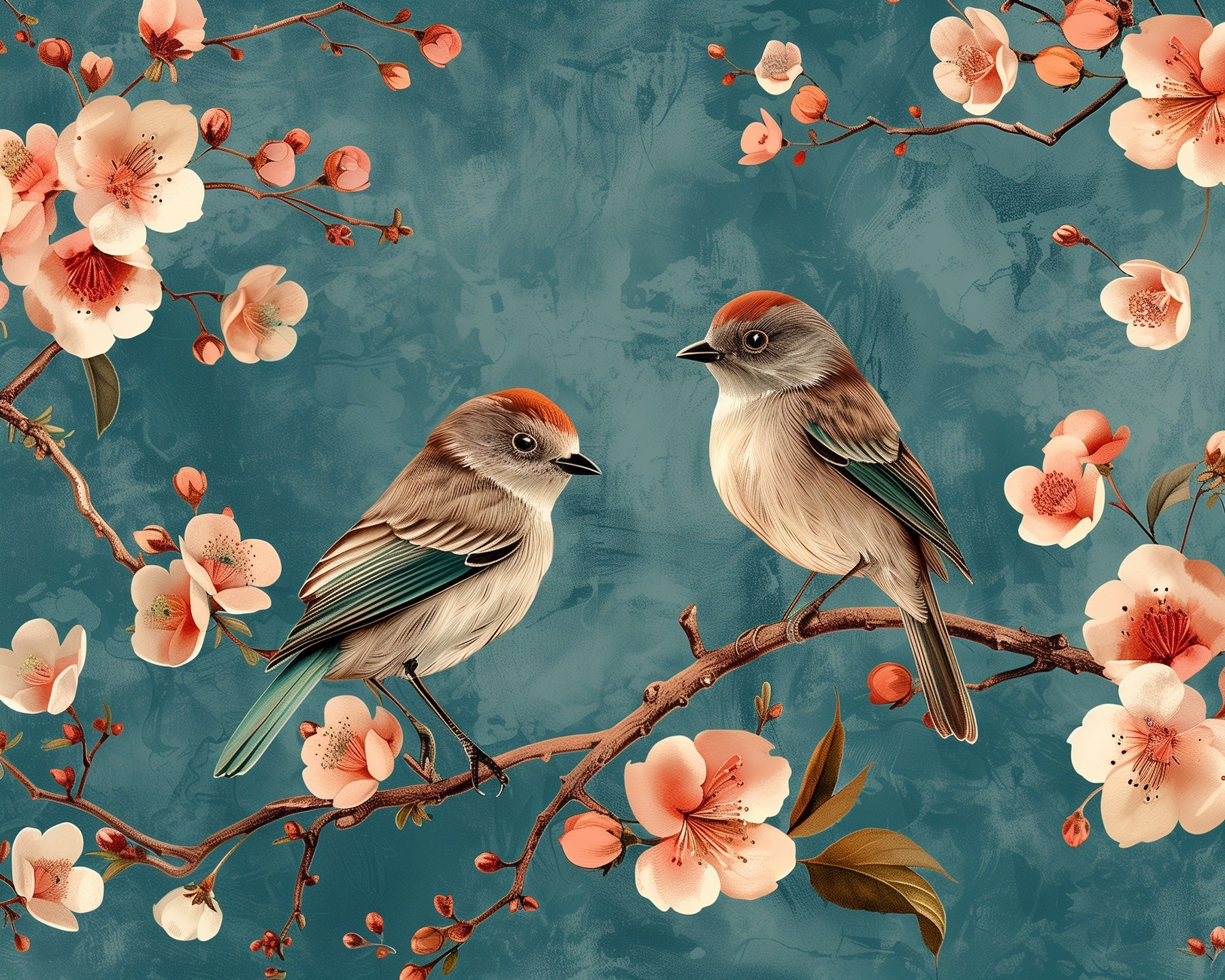 Fixed kit, 24 colors, 12x16in. Birds perched on floral branches. A calming and stress-free painting experience.