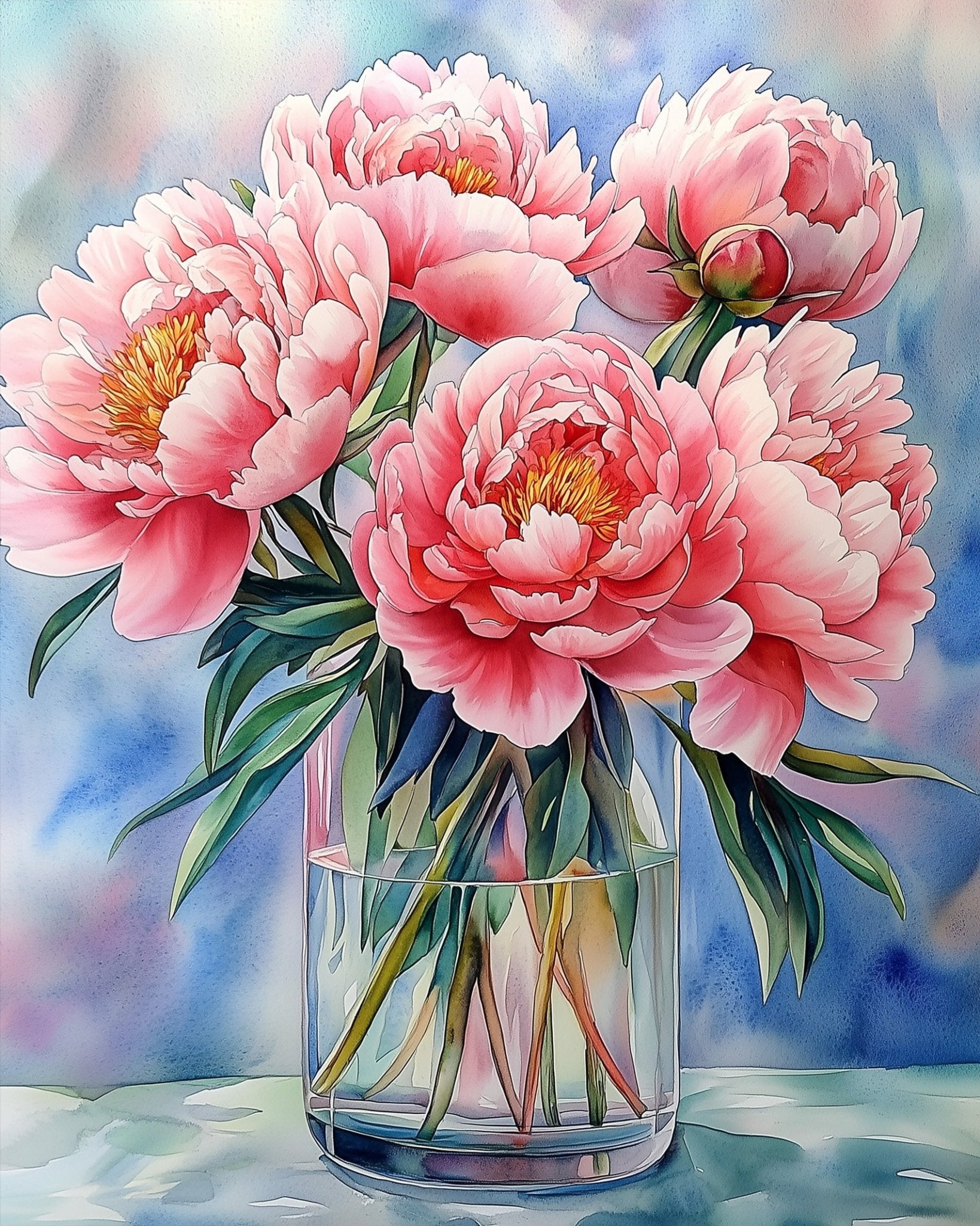 Blooming Peonies in Vase - Flowers - BestPaintByNumbers - Paint by Numbers Custom Kit