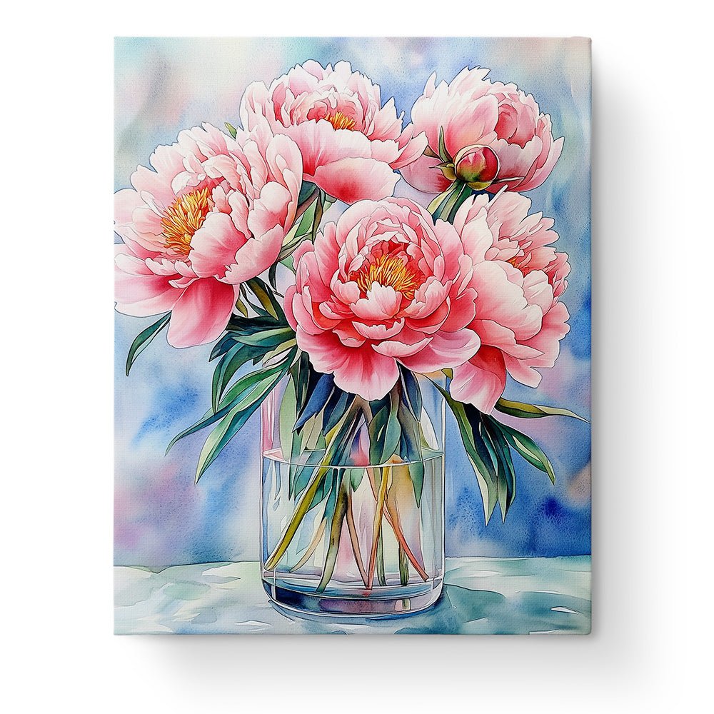 Blooming Peonies in Vase - Flowers - BestPaintByNumbers - Paint by Numbers Custom Kit