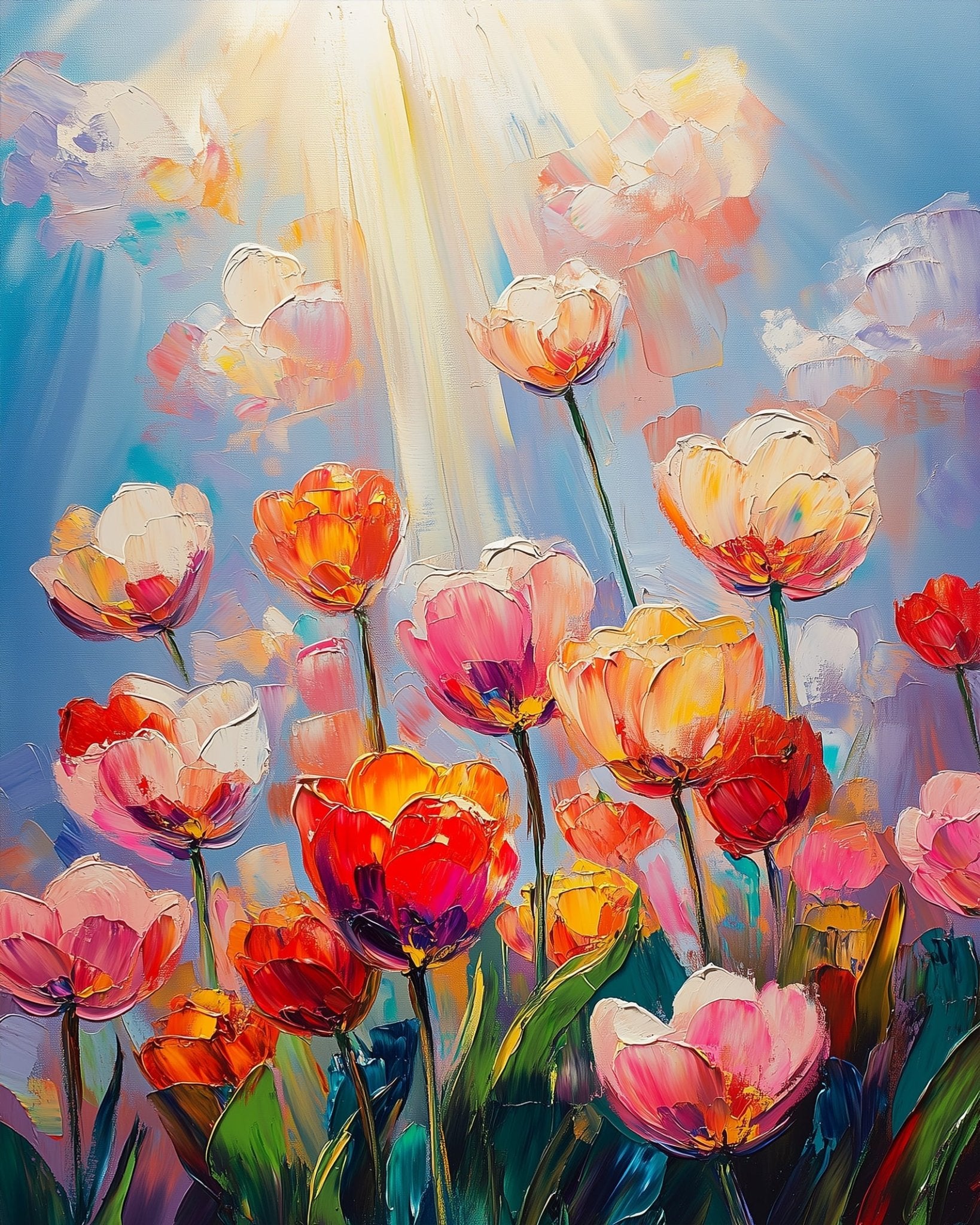 Blooming Tulips - Impressionist - BestPaintByNumbers - Paint by Numbers Custom Kit