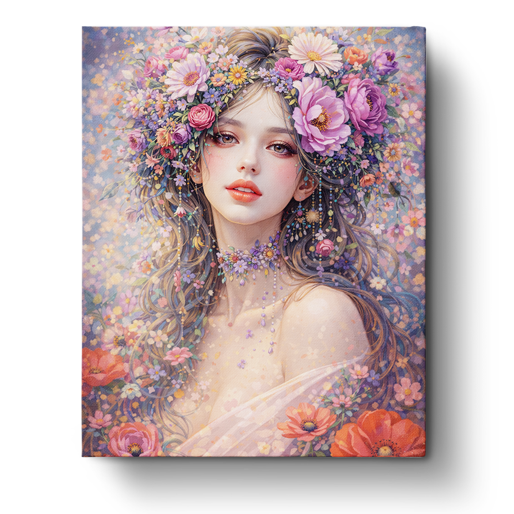 Blossom Elegance - Floral Women - BestPaintByNumbers - Paint by Numbers Custom Kit