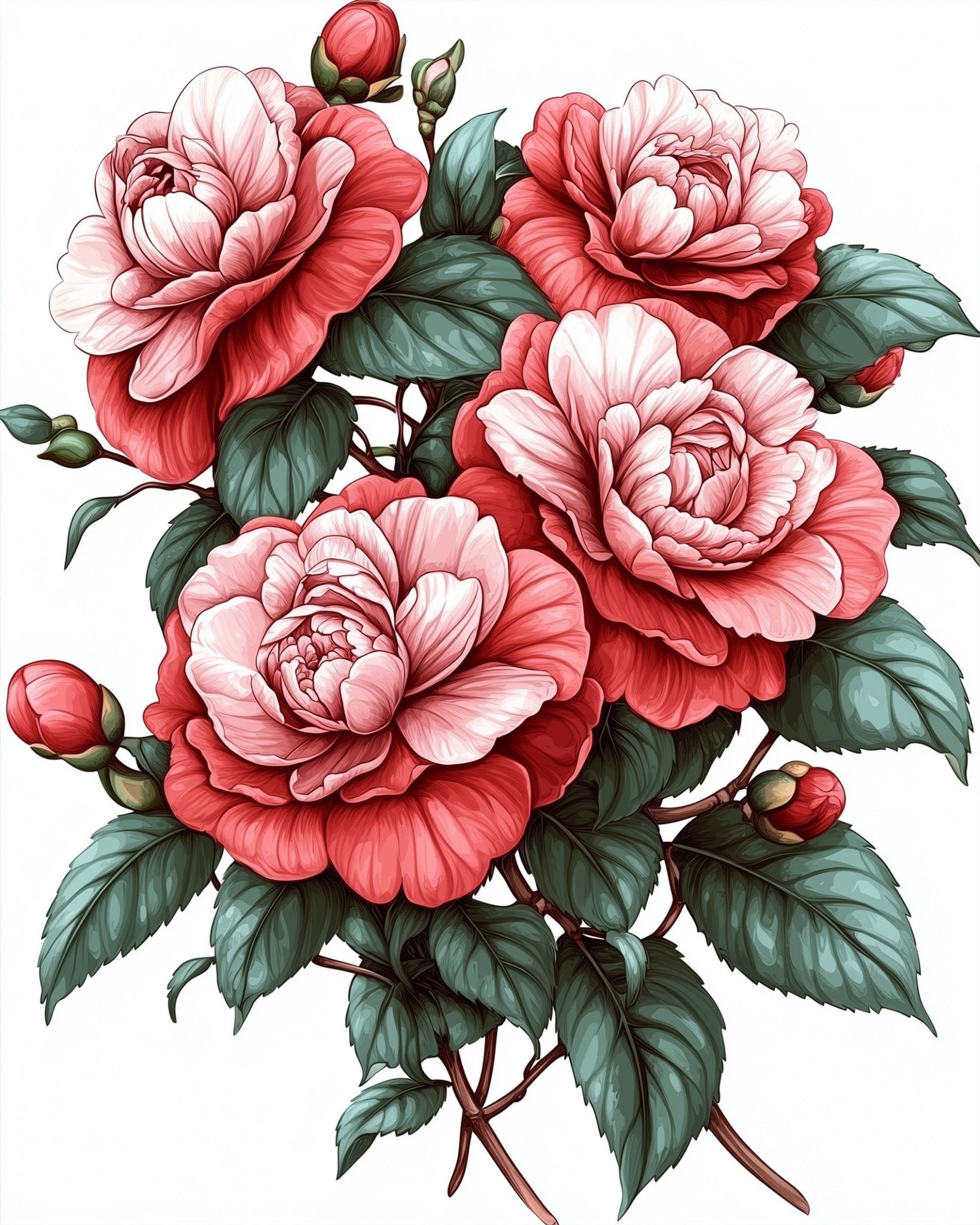 Blossoming Elegance - Flowers - BestPaintByNumbers - Paint by Numbers Custom Kit