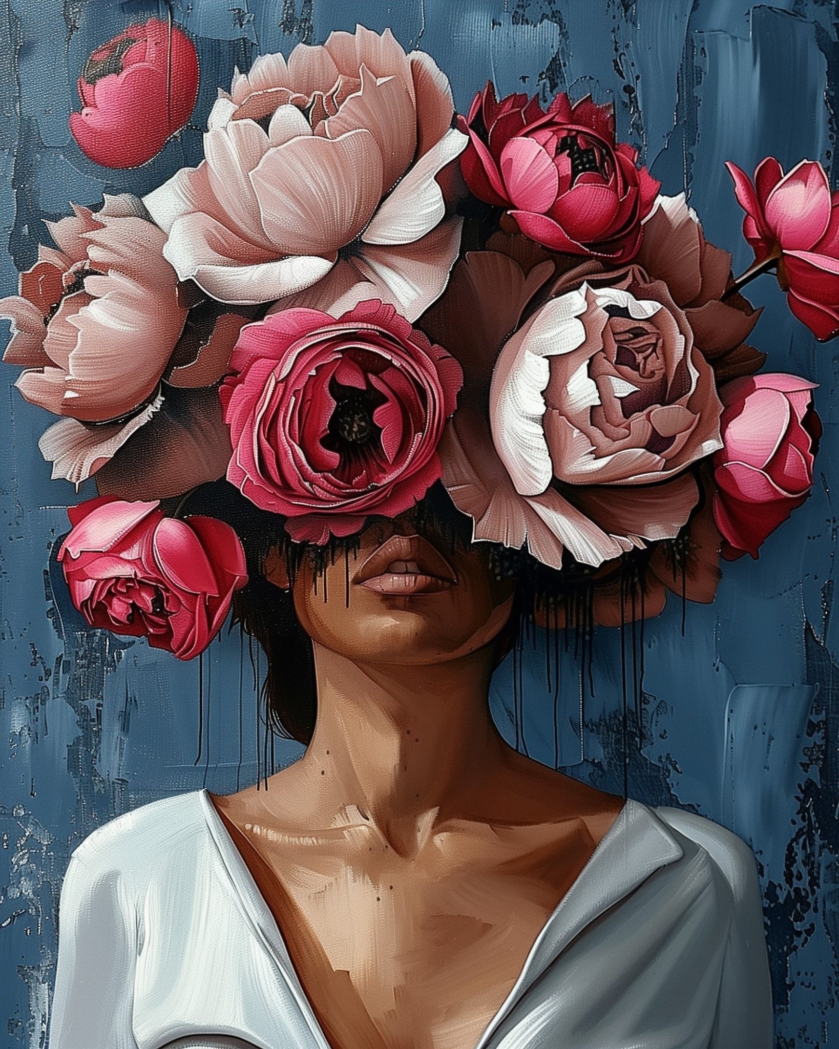 Blossoms of Serenity - Floral Women - BestPaintByNumbers - Paint by Numbers Custom Kit