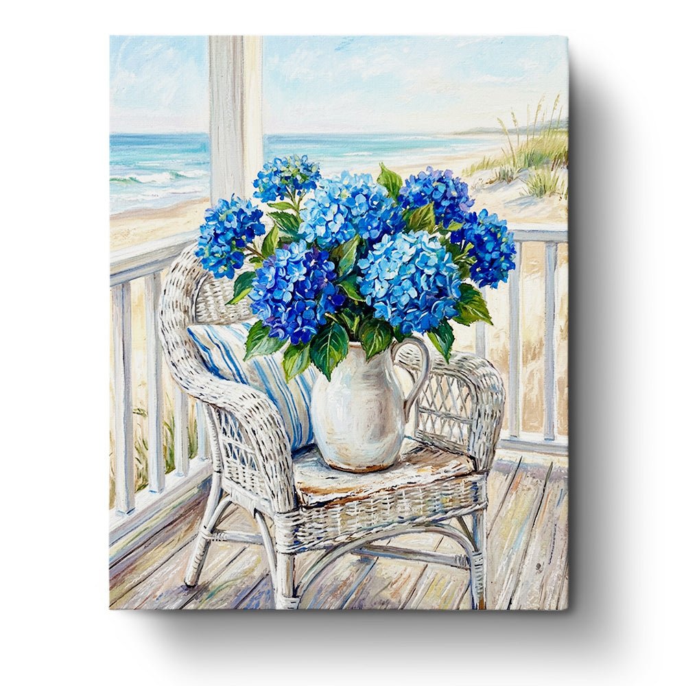 Blue Hydrangeas by the Sea - Flowers - BestPaintByNumbers - Paint by Numbers Custom Kit