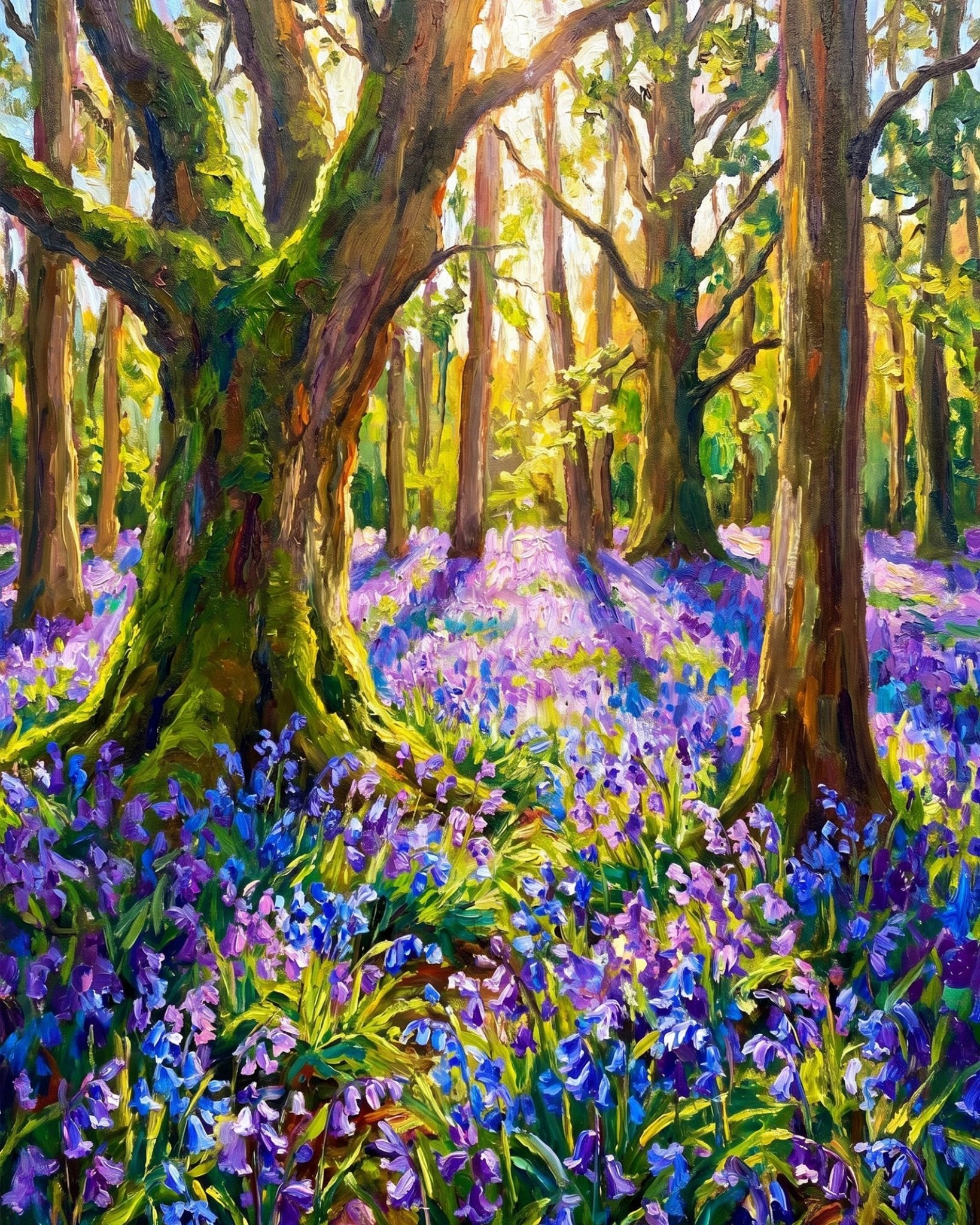 Bluebell Forest Tranquility - Landscape - BestPaintByNumbers - Paint by Numbers Custom Kit