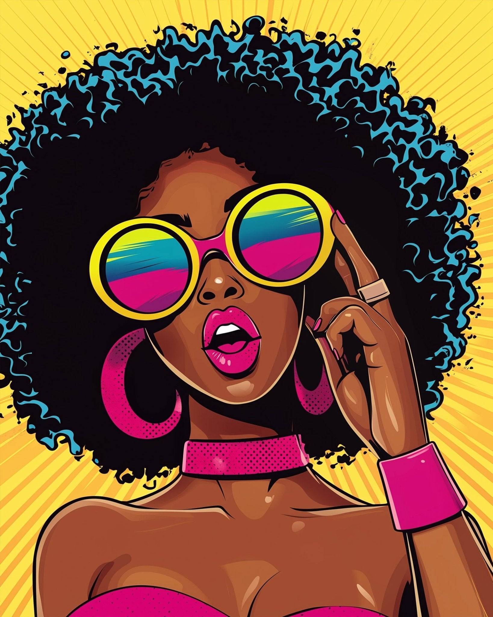 Bold Sunglasses Diva - Pop Art - BestPaintByNumbers - Paint by Numbers Custom Kit