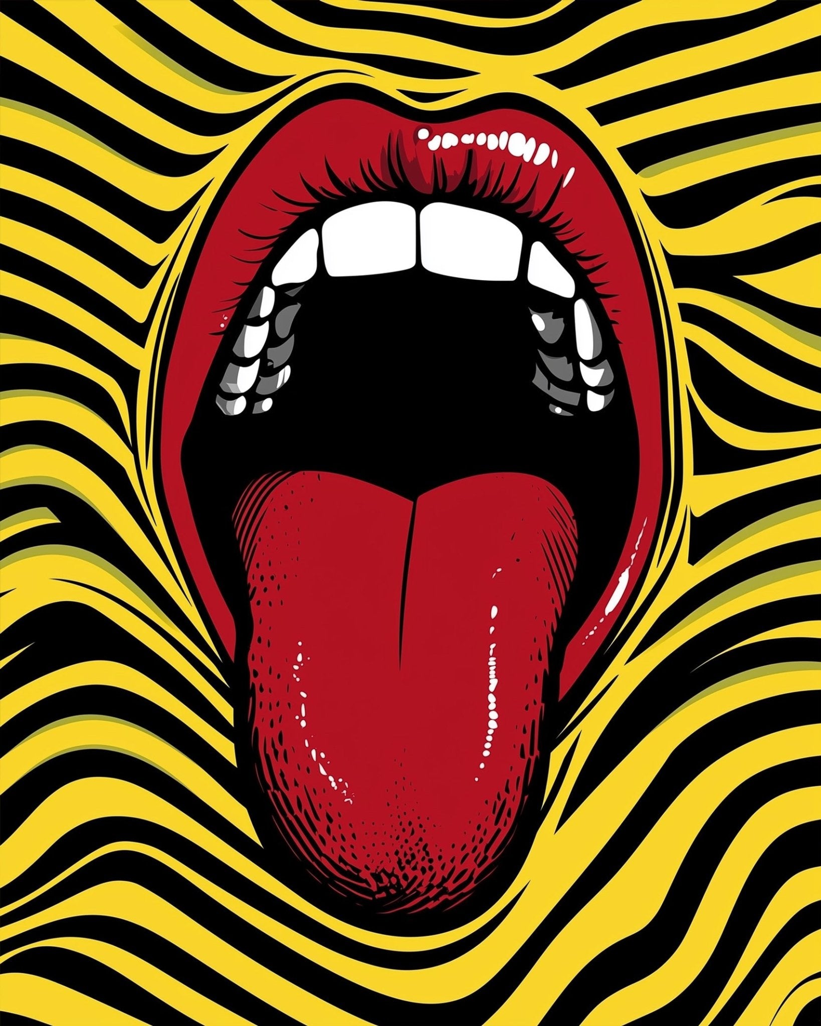 Bold Tongue Illusion - Pop Art - BestPaintByNumbers - Paint by Numbers Custom Kit