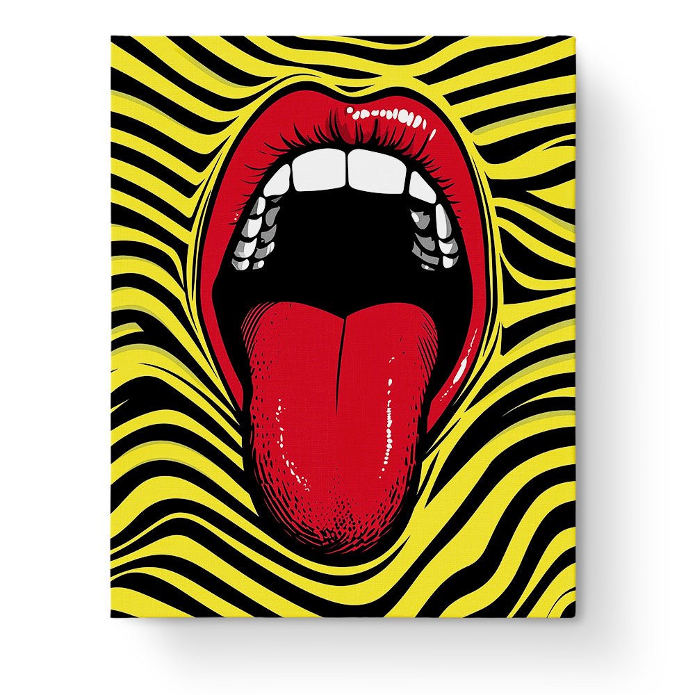 Bold Tongue Illusion - Pop Art - BestPaintByNumbers - Paint by Numbers Custom Kit