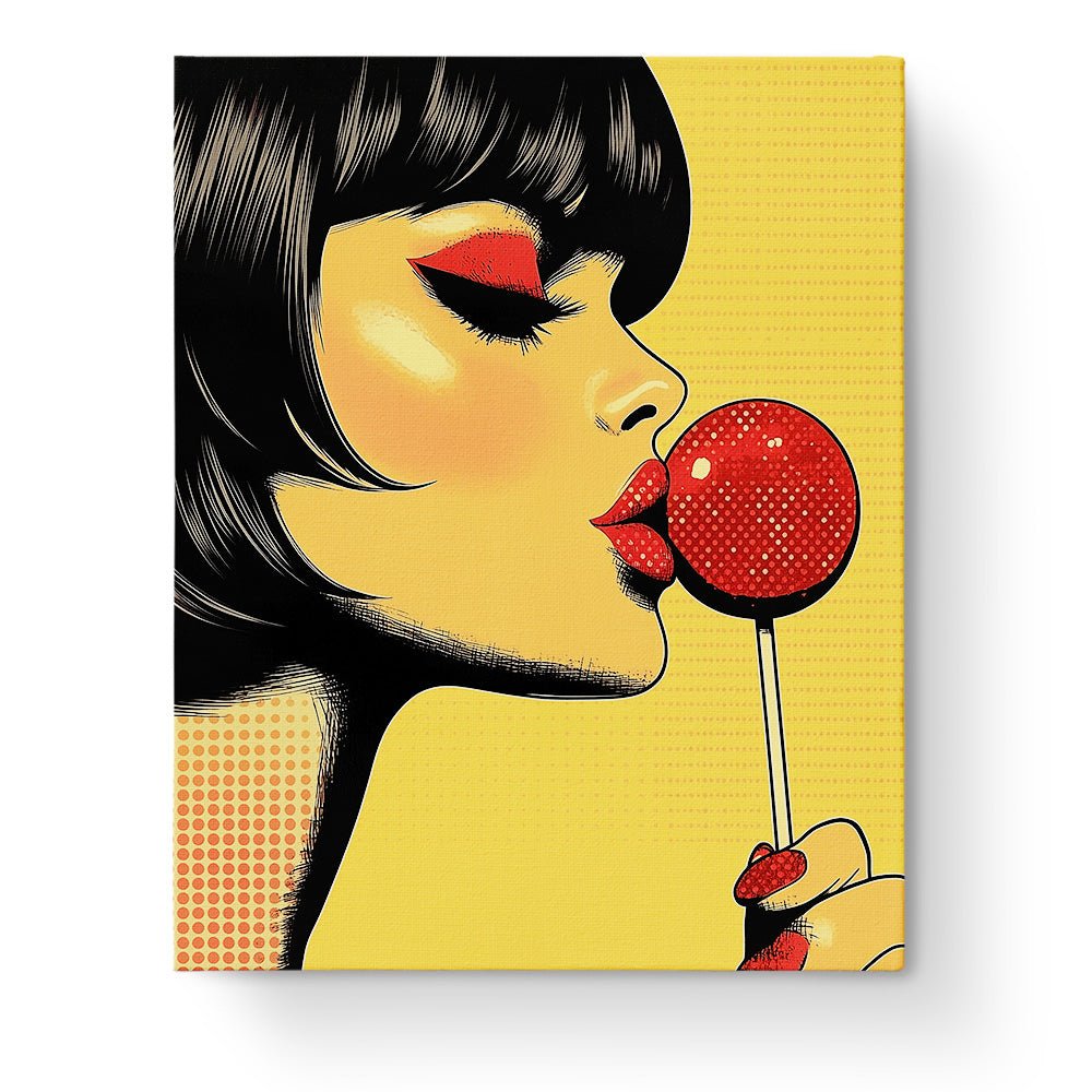Bold Woman with Lollipop - Pop Art - BestPaintByNumbers - Paint by Numbers Custom Kit