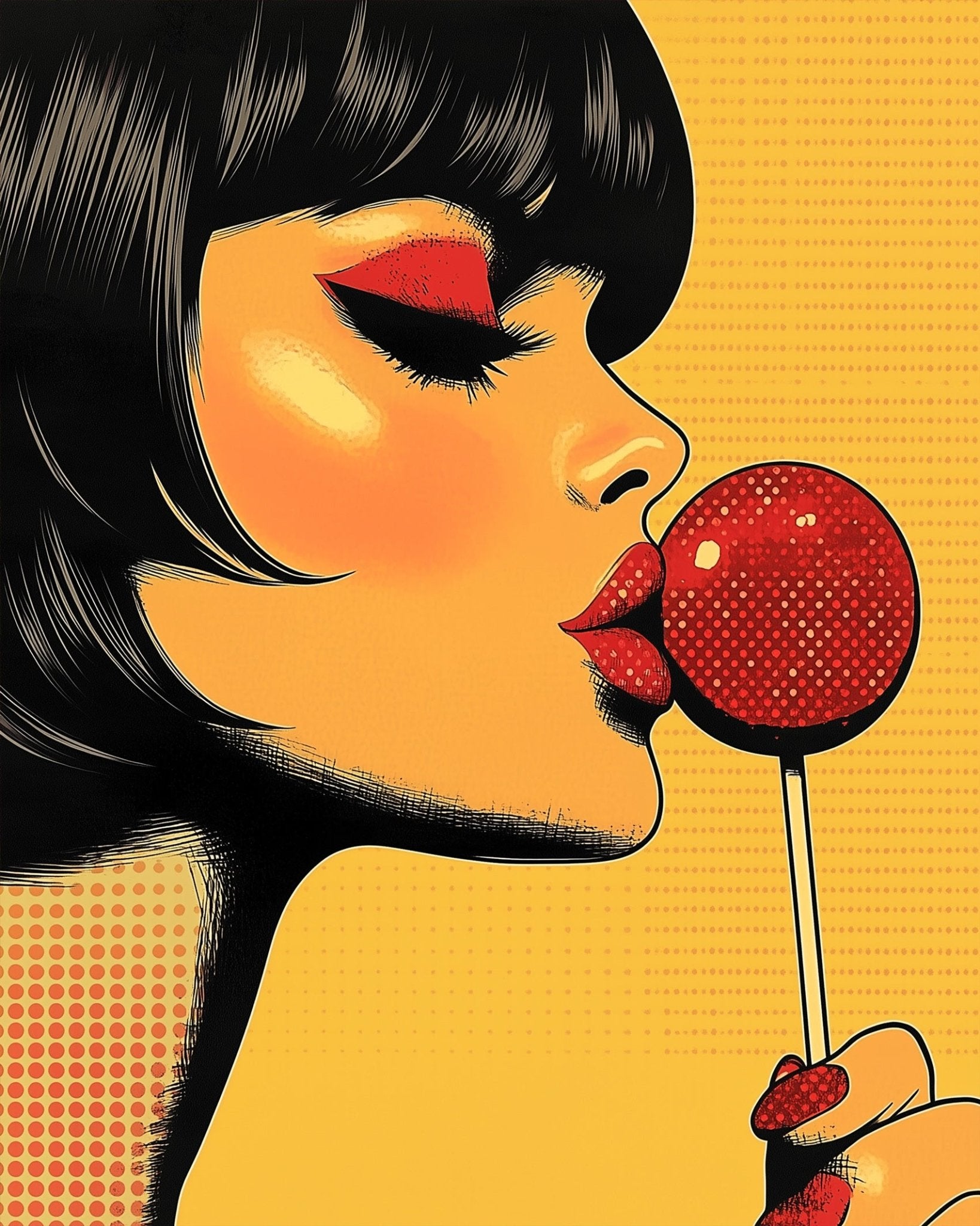 Bold Woman with Lollipop - Pop Art - BestPaintByNumbers - Paint by Numbers Custom Kit