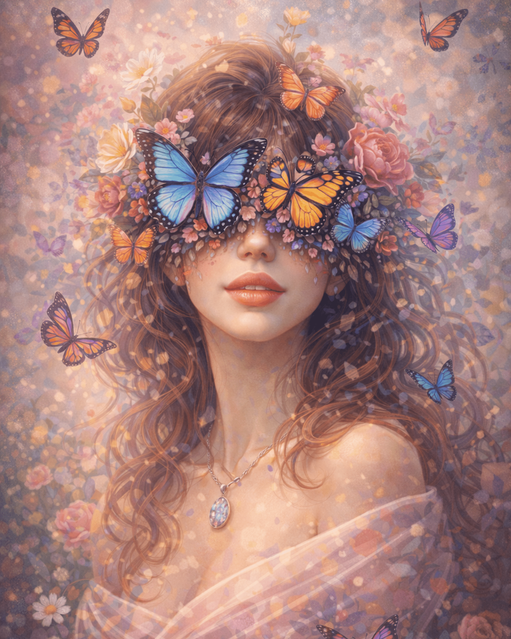 Butterfly Vision - Floral Women - BestPaintByNumbers - Paint by Numbers Custom Kit