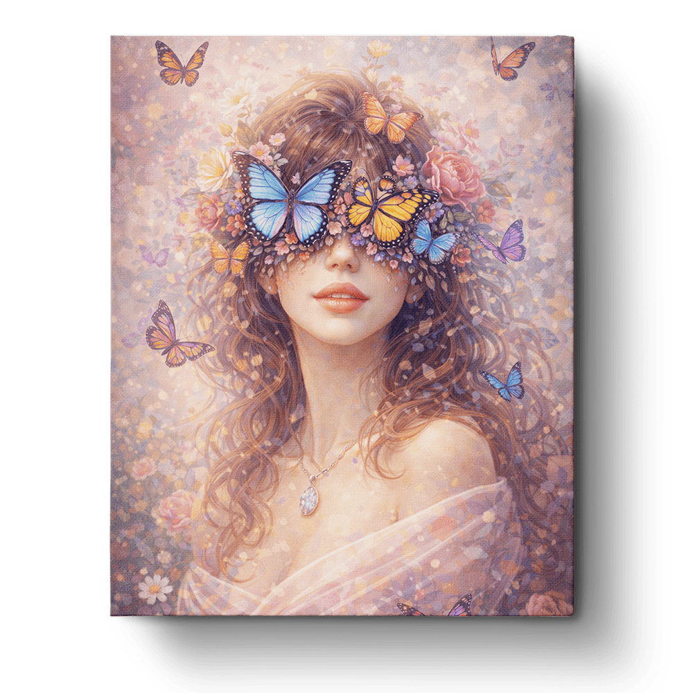 Butterfly Vision - Floral Women - BestPaintByNumbers - Paint by Numbers Custom Kit