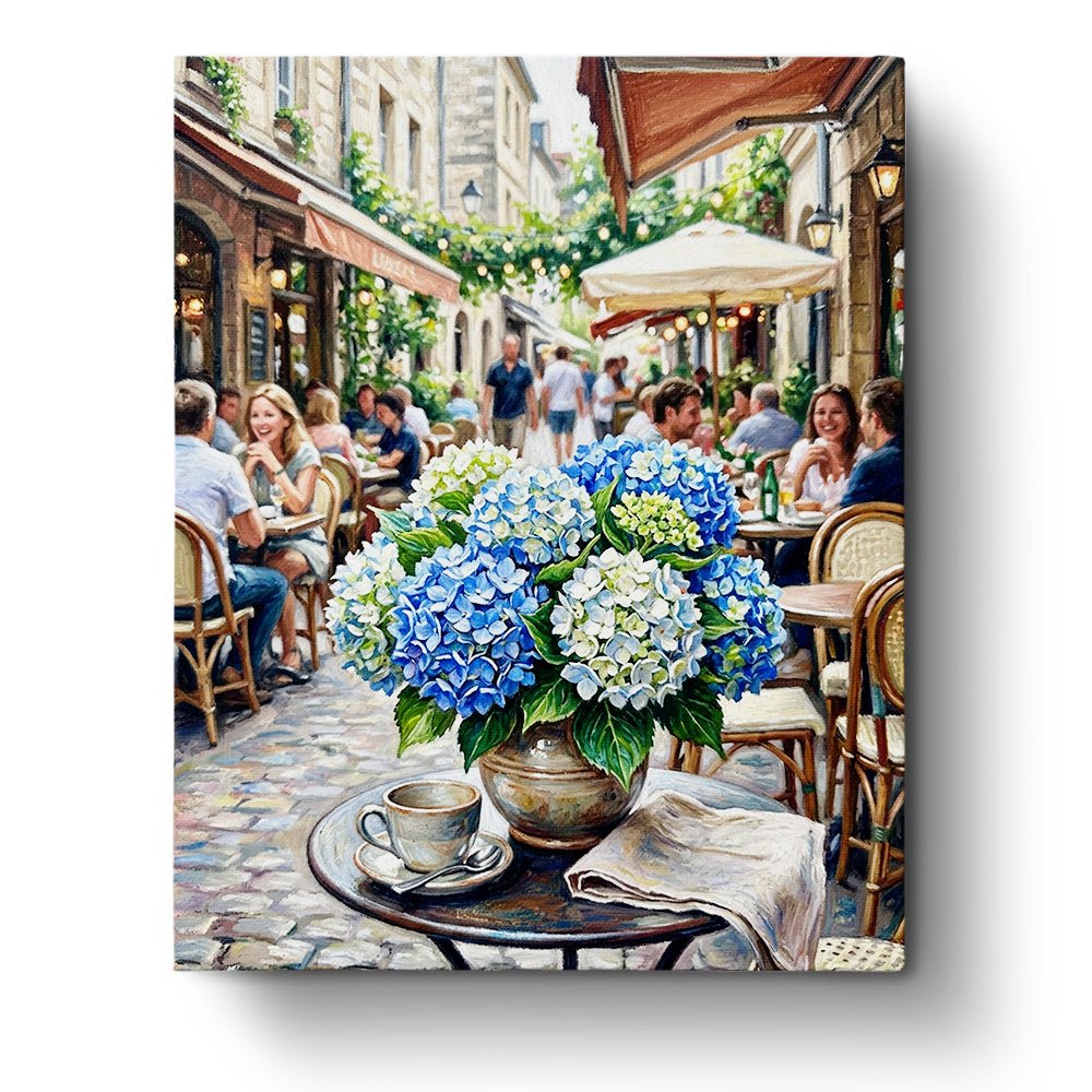 Café Hydrangeas Delight - Flowers - BestPaintByNumbers - Paint by Numbers Custom Kit