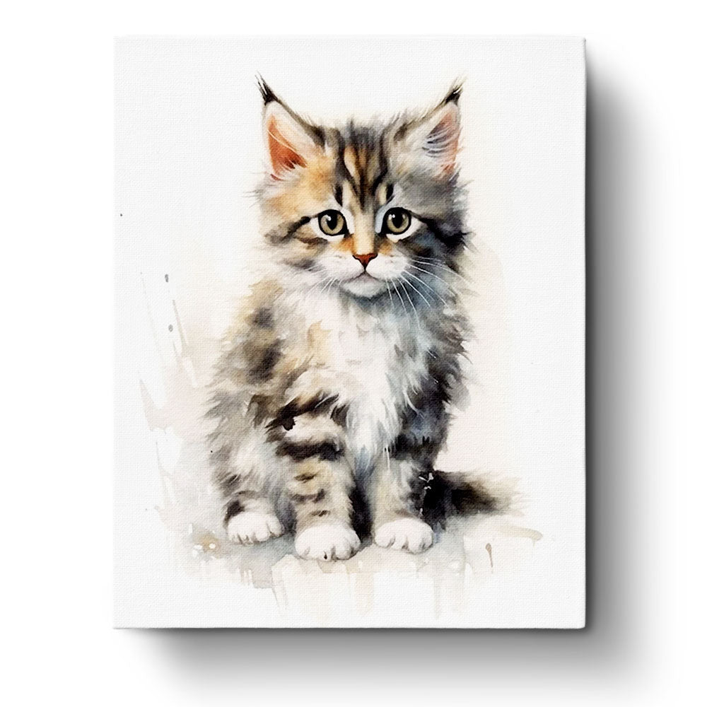Fixed paint by numbers kit, 24 colors, 16x20in. Cute kitten portrait. Enjoy a mindful painting experience.