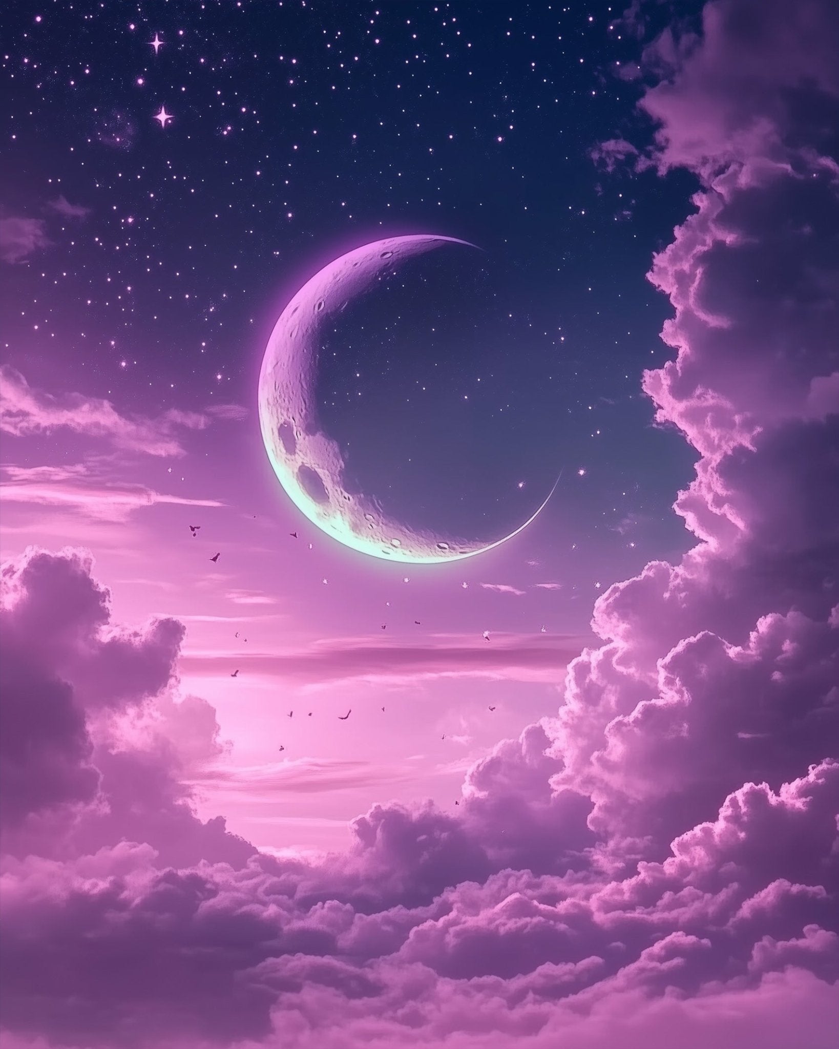 Celestial Crescent Dream - Galaxies - BestPaintByNumbers - Paint by Numbers Custom Kit