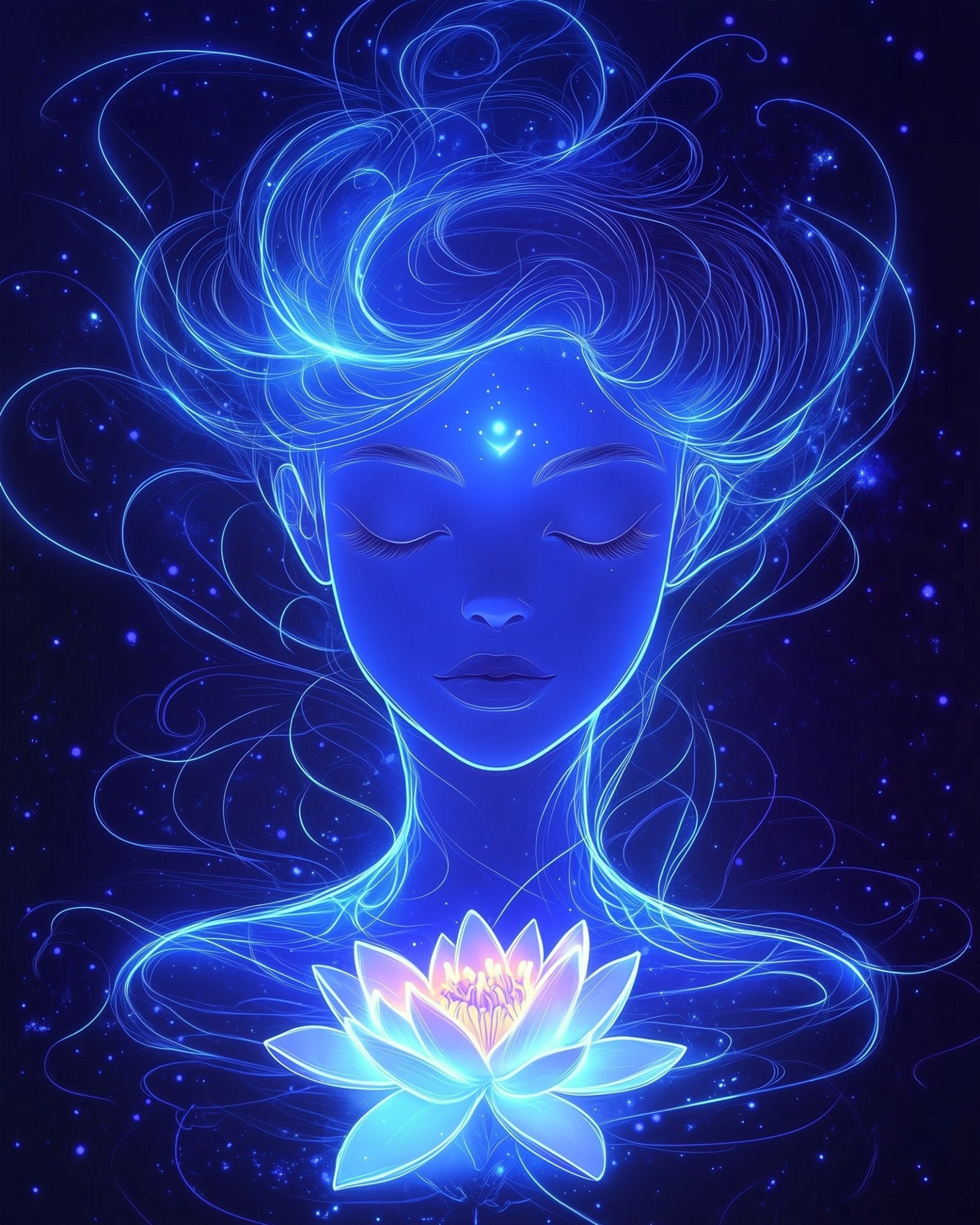 Celestial Lotus Glow - Meditation - BestPaintByNumbers - Paint by Numbers Custom Kit