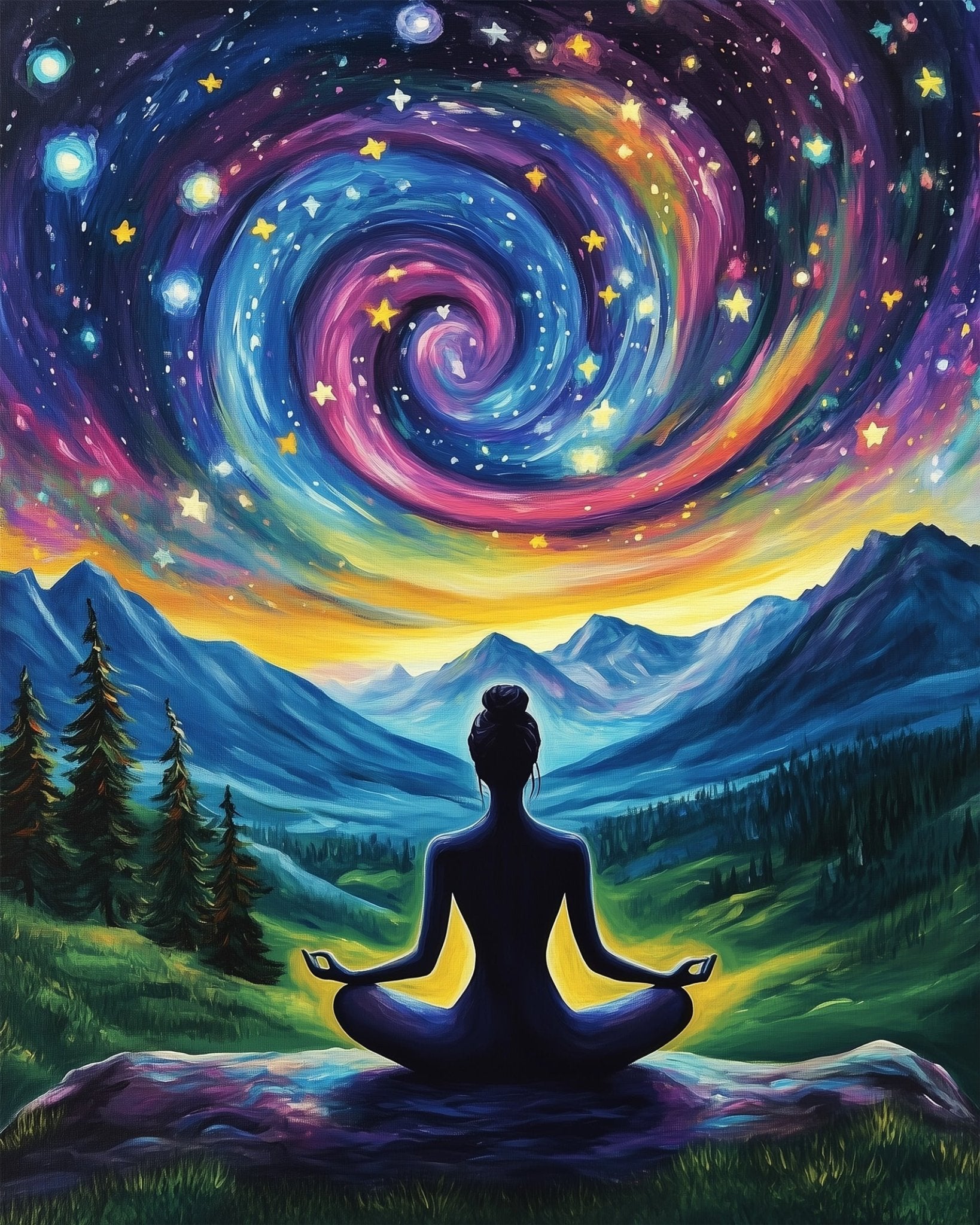 Celestial Meditative Scene - Meditation - BestPaintByNumbers - Paint by Numbers Custom Kit