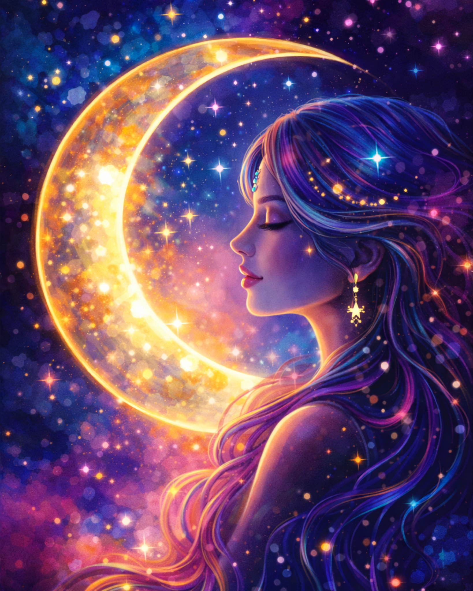 Celestial Moonlight Reflection - Meditation - BestPaintByNumbers - Paint by Numbers Custom Kit