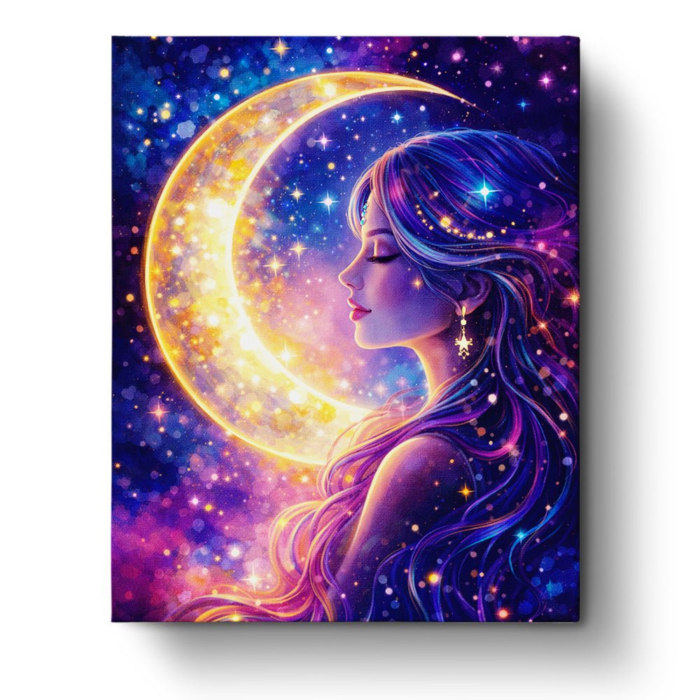 Celestial Moonlight Reflection - Meditation - BestPaintByNumbers - Paint by Numbers Custom Kit