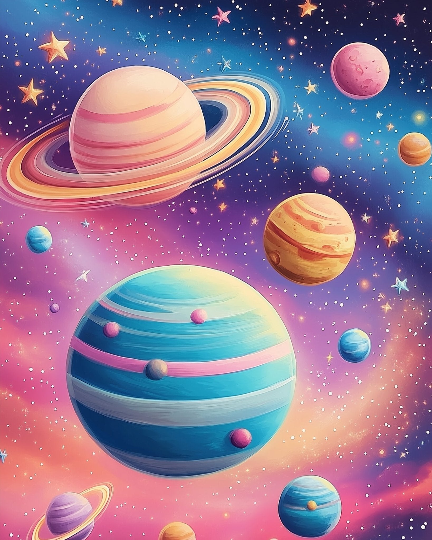 Celestial Planets - Galaxies - BestPaintByNumbers - Paint by Numbers Custom Kit