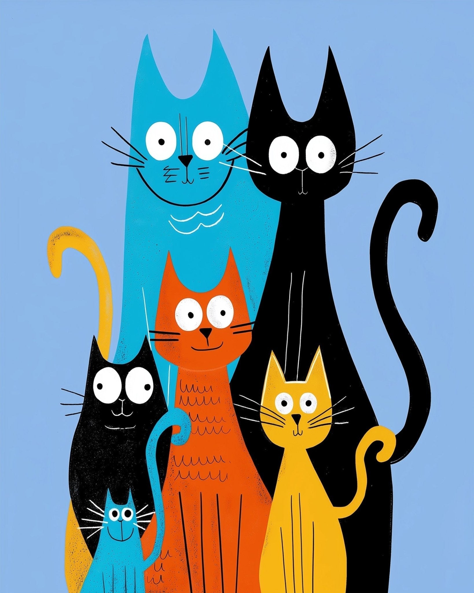 Charming Cat Family - Minimalistic - BestPaintByNumbers - Paint by Numbers Custom Kit