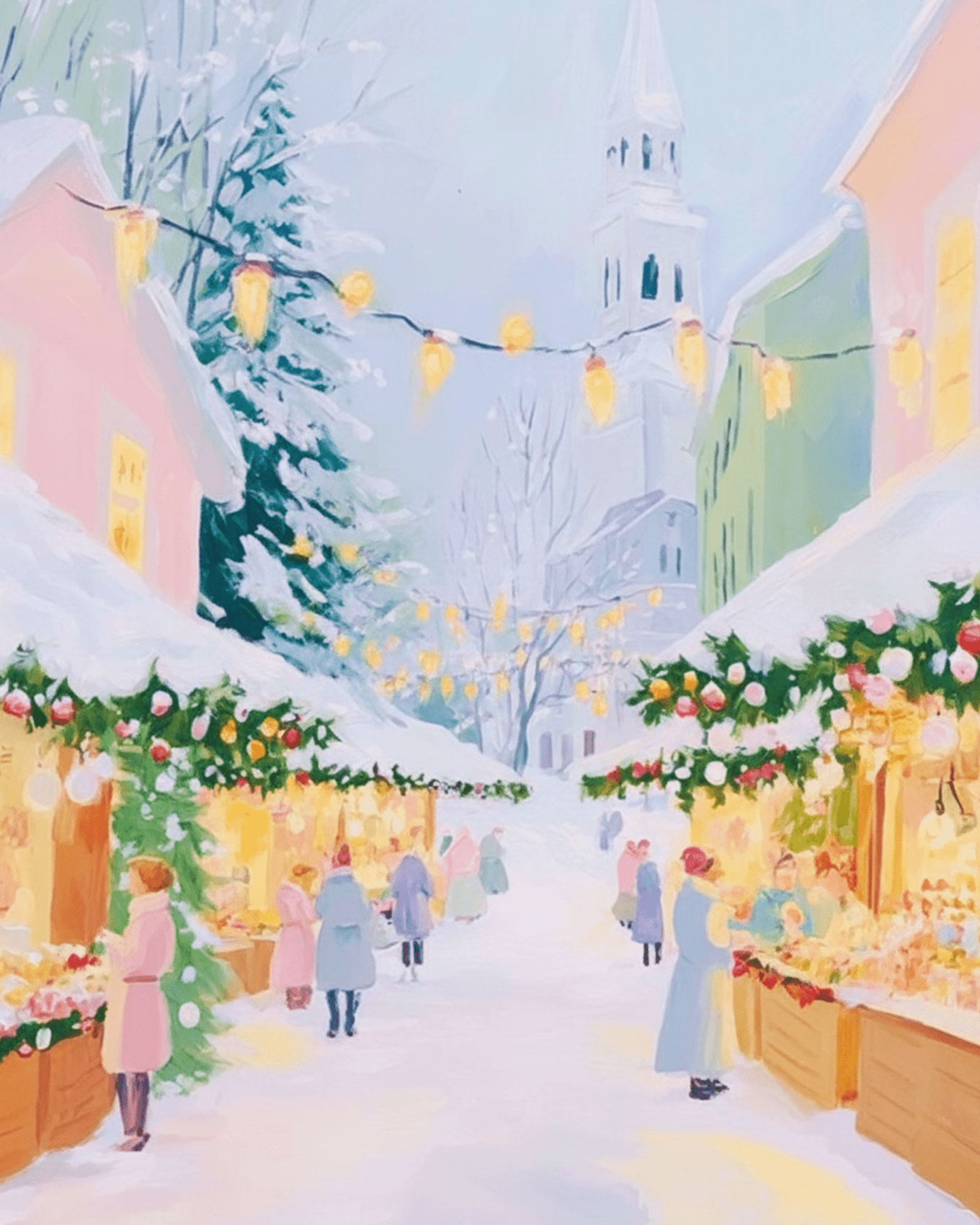 Charming Christmas Market - Christmas - BestPaintByNumbers - Paint by Numbers Custom Kit
