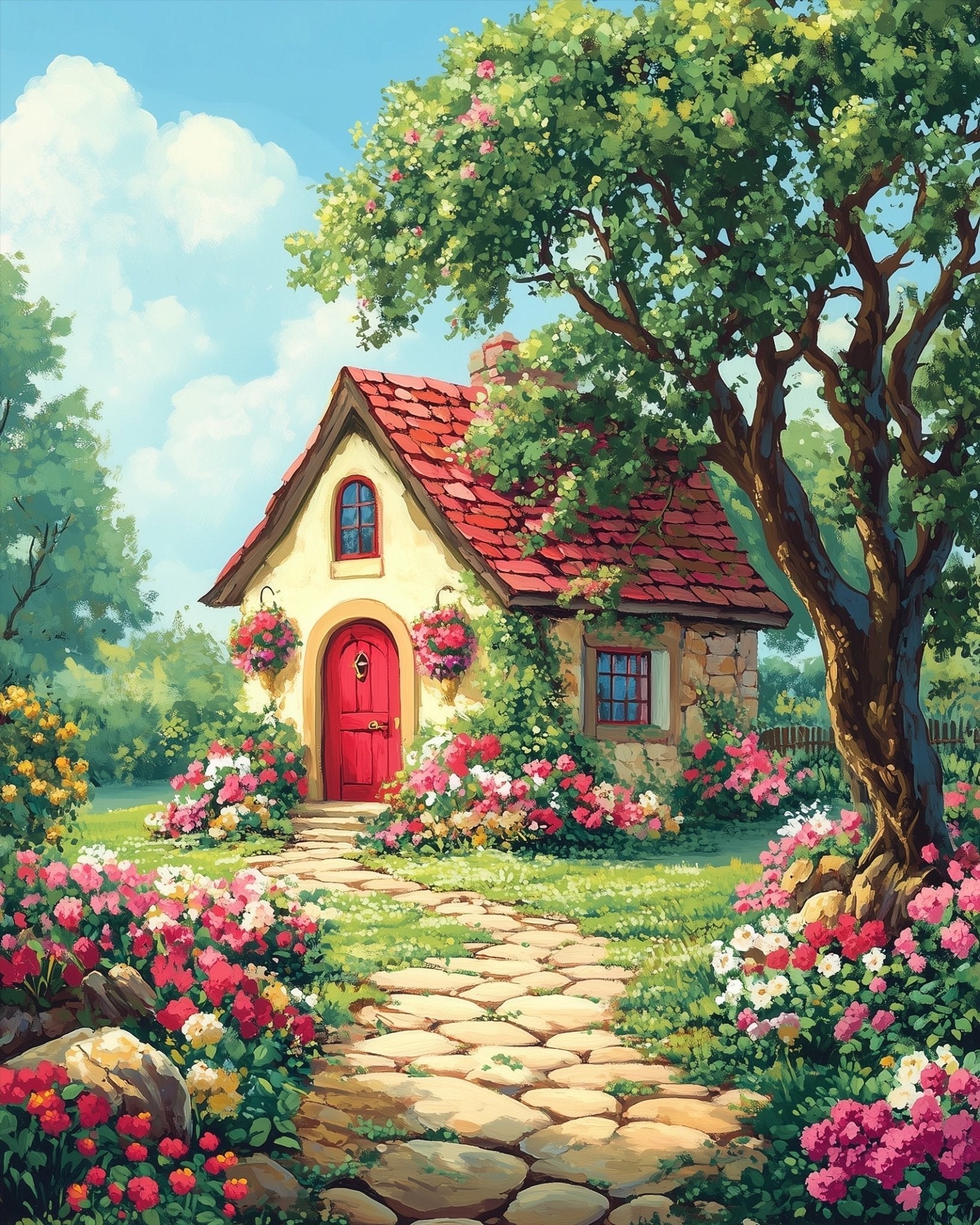 Charming Cottage Garden - Landscapes - BestPaintByNumbers - Paint by Numbers Custom Kit