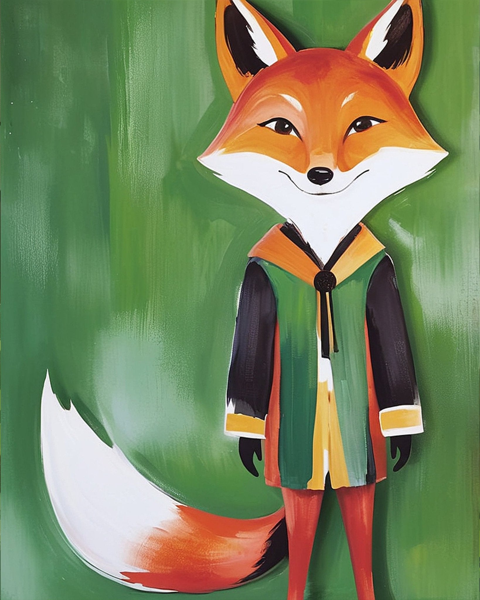 Enjoy painting a happy fox in bold strokes. Fixed kit with 24 colors. Offers relaxation and fun for young artists.