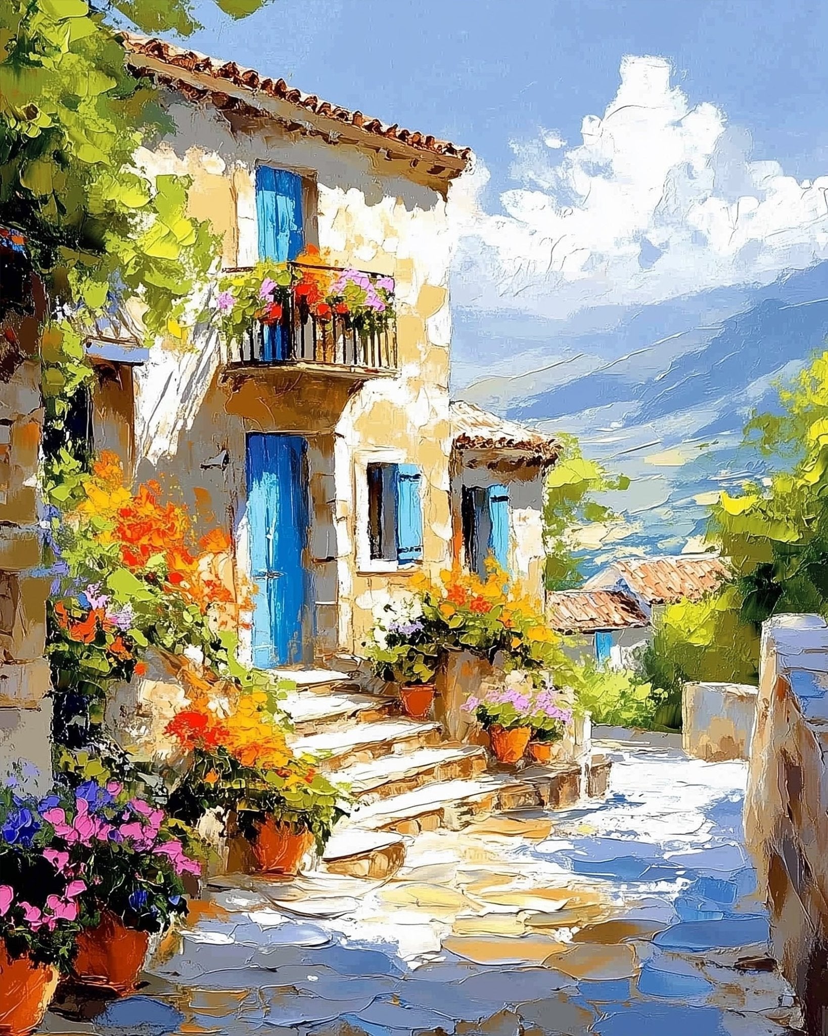Charming Village Retreat - Impressionist - BestPaintByNumbers - Paint by Numbers Custom Kit