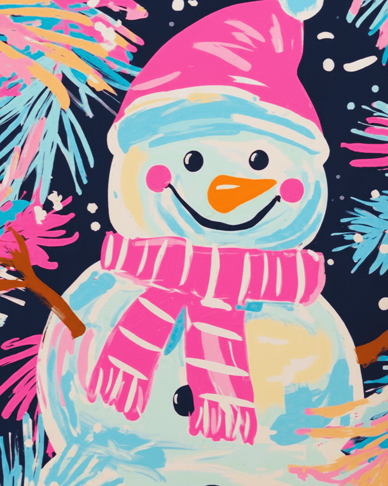 Cheerful Snowman - Christmas - BestPaintByNumbers - Paint by Numbers Custom Kit