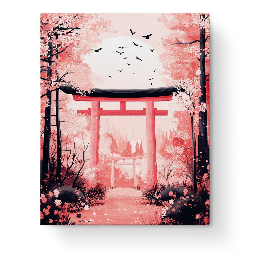 Cherry Blossom Torii Gate - Asian Art - BestPaintByNumbers - Paint by Numbers Custom Kit