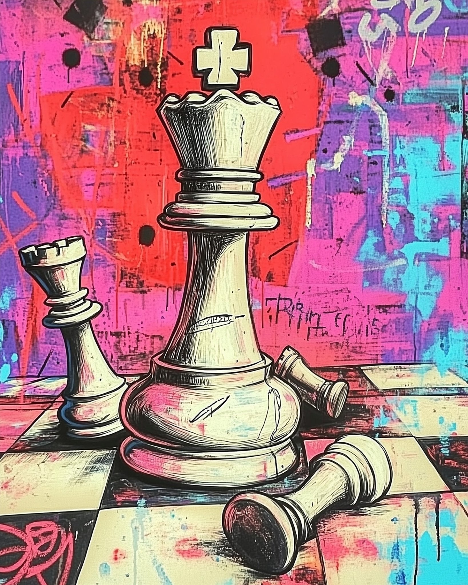 Chess Masterpiece in Colors - Pop Art - BestPaintByNumbers - Paint by Numbers Custom Kit